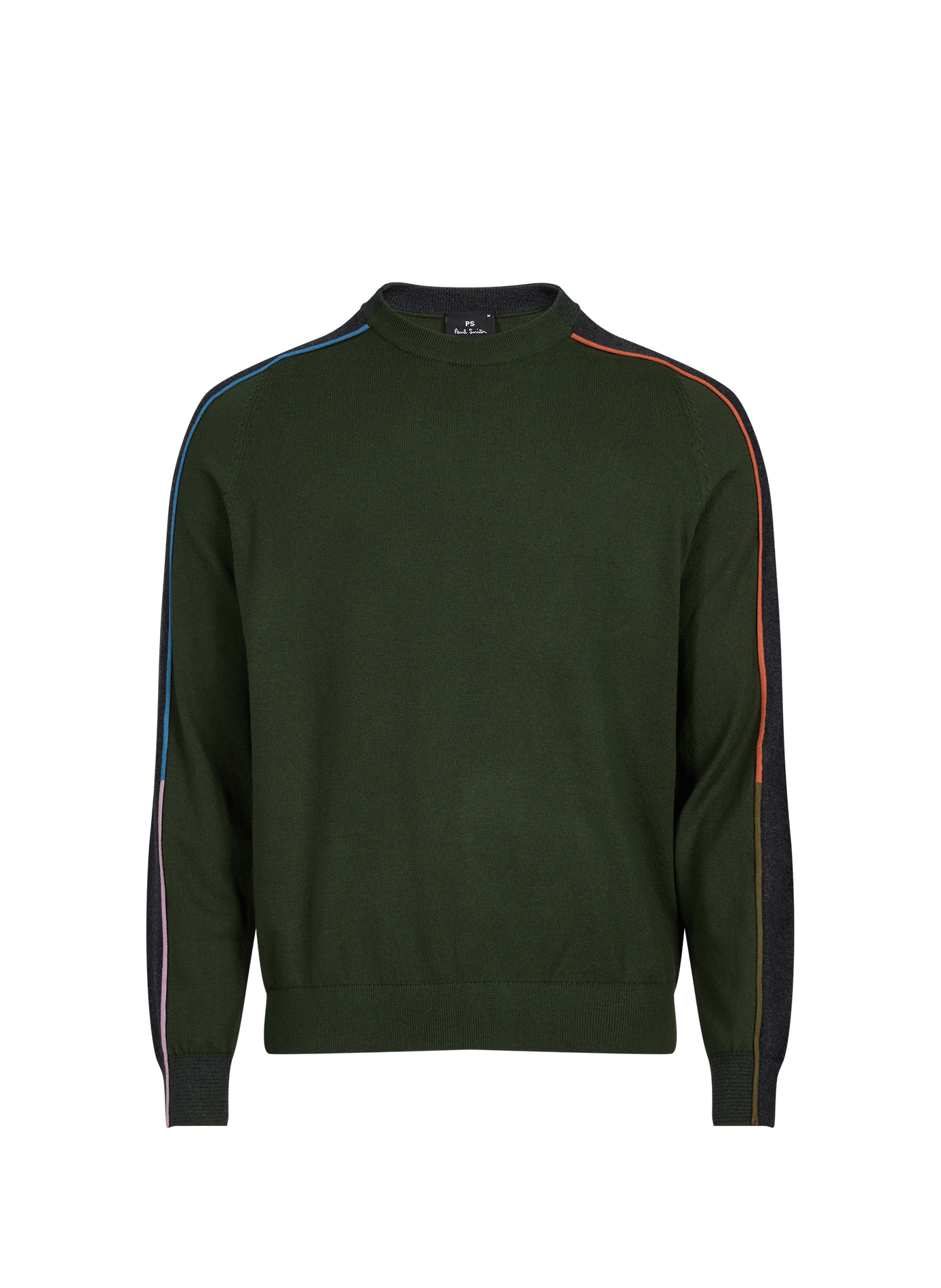 Straight fit round neck sweater in cotton and wool PAUL SMITH Green