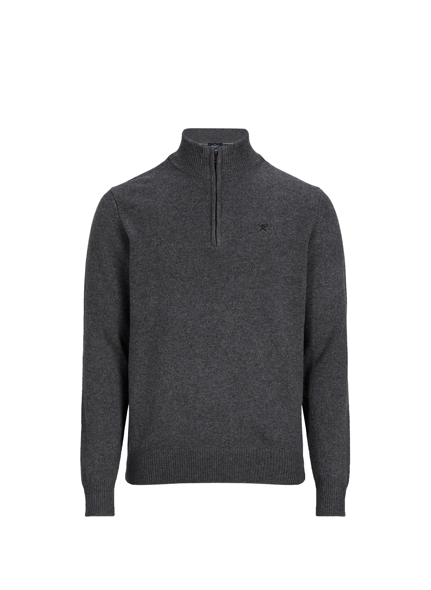 Pull droit col montant zippé en laine HACKETT Gris