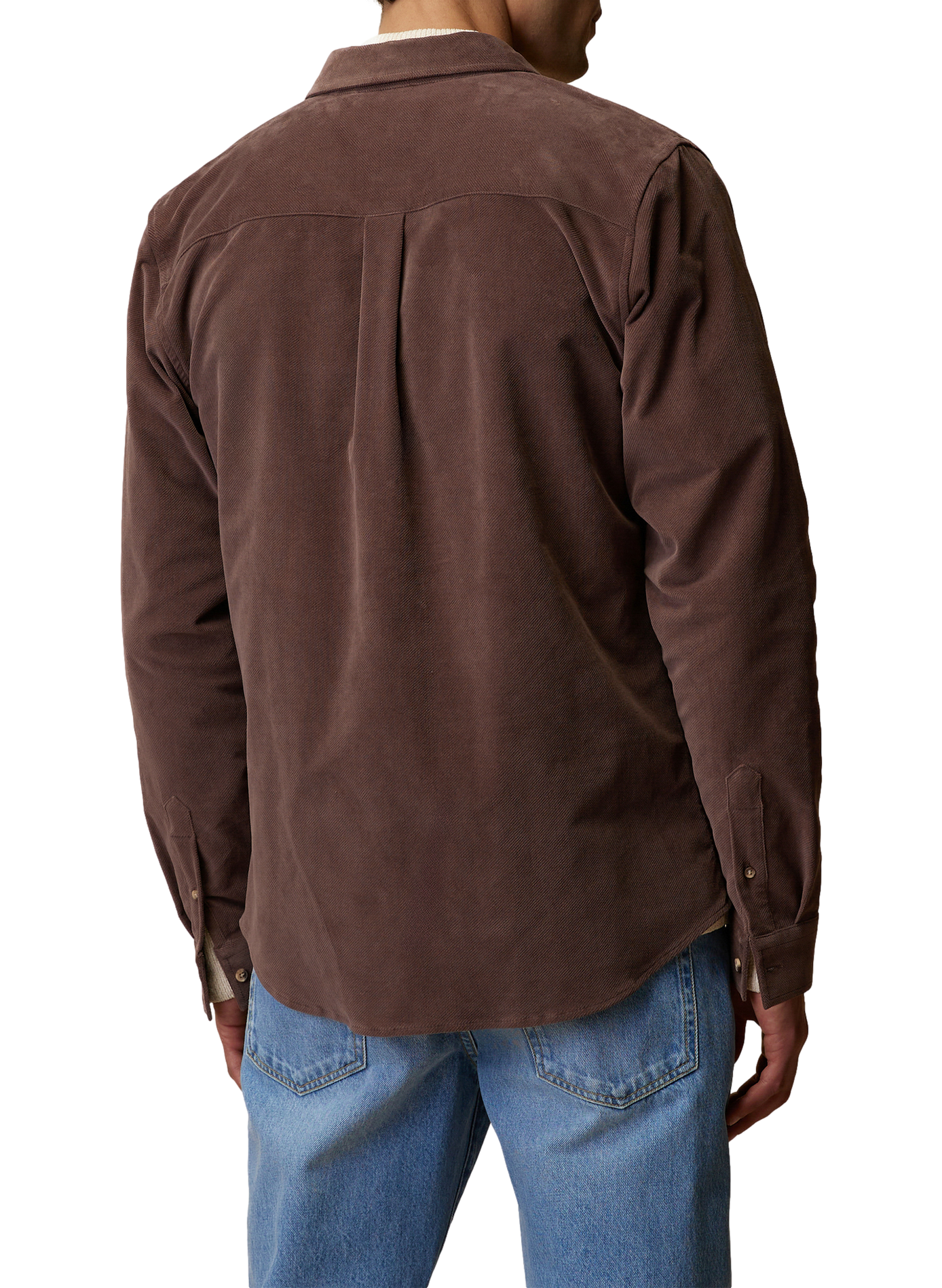 Chemise droite en velours unie FAGUO Marron