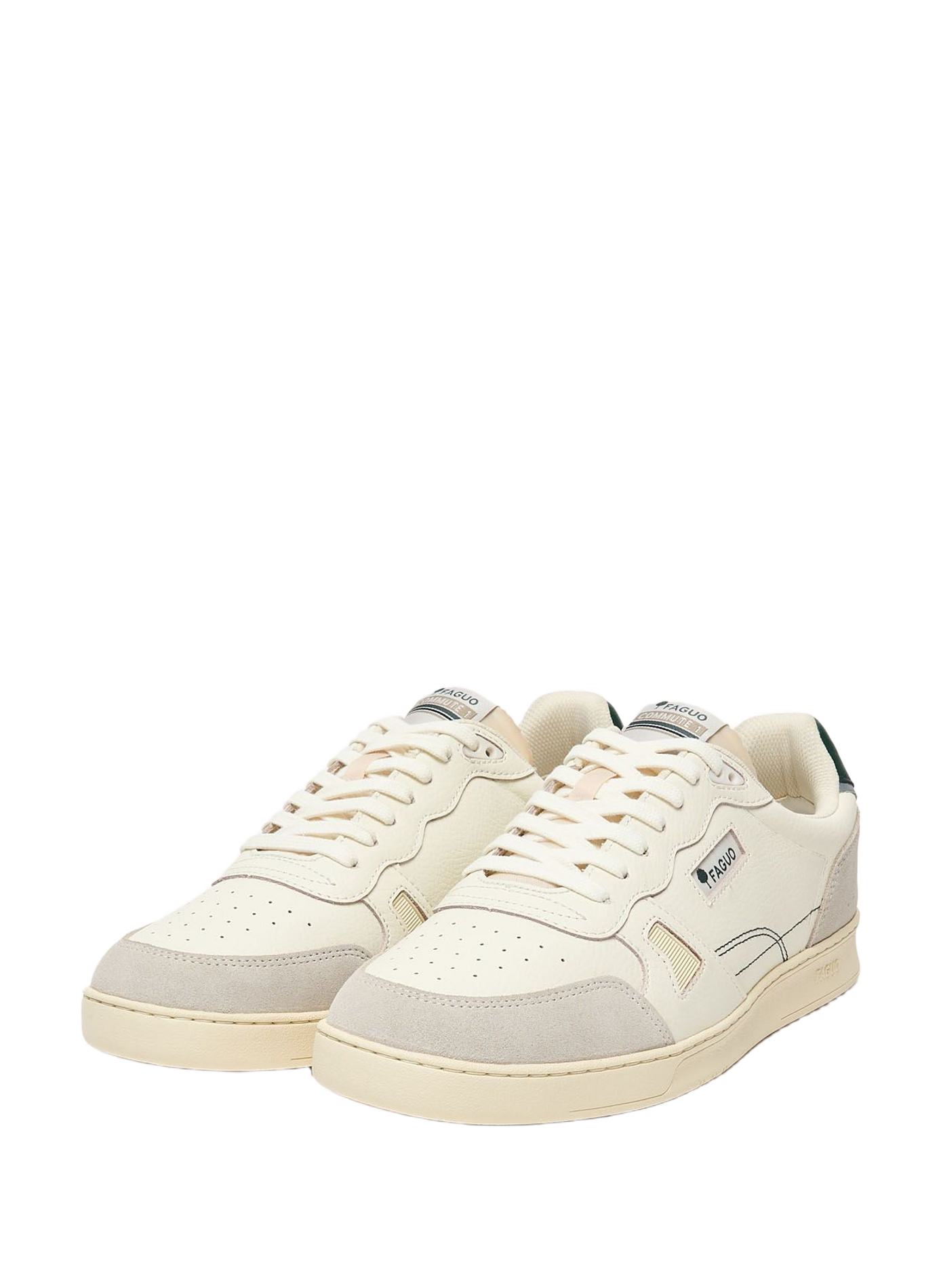 Mixed leather sneakers FAGUO White