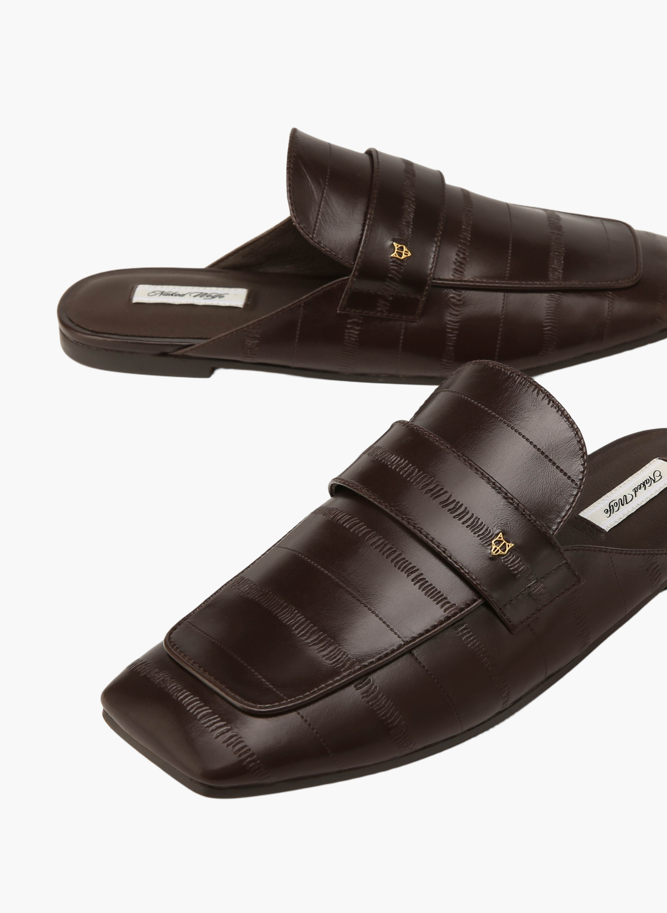 Bridgerton-mocassins van aalvisleer NAKED WOLFE Bruin