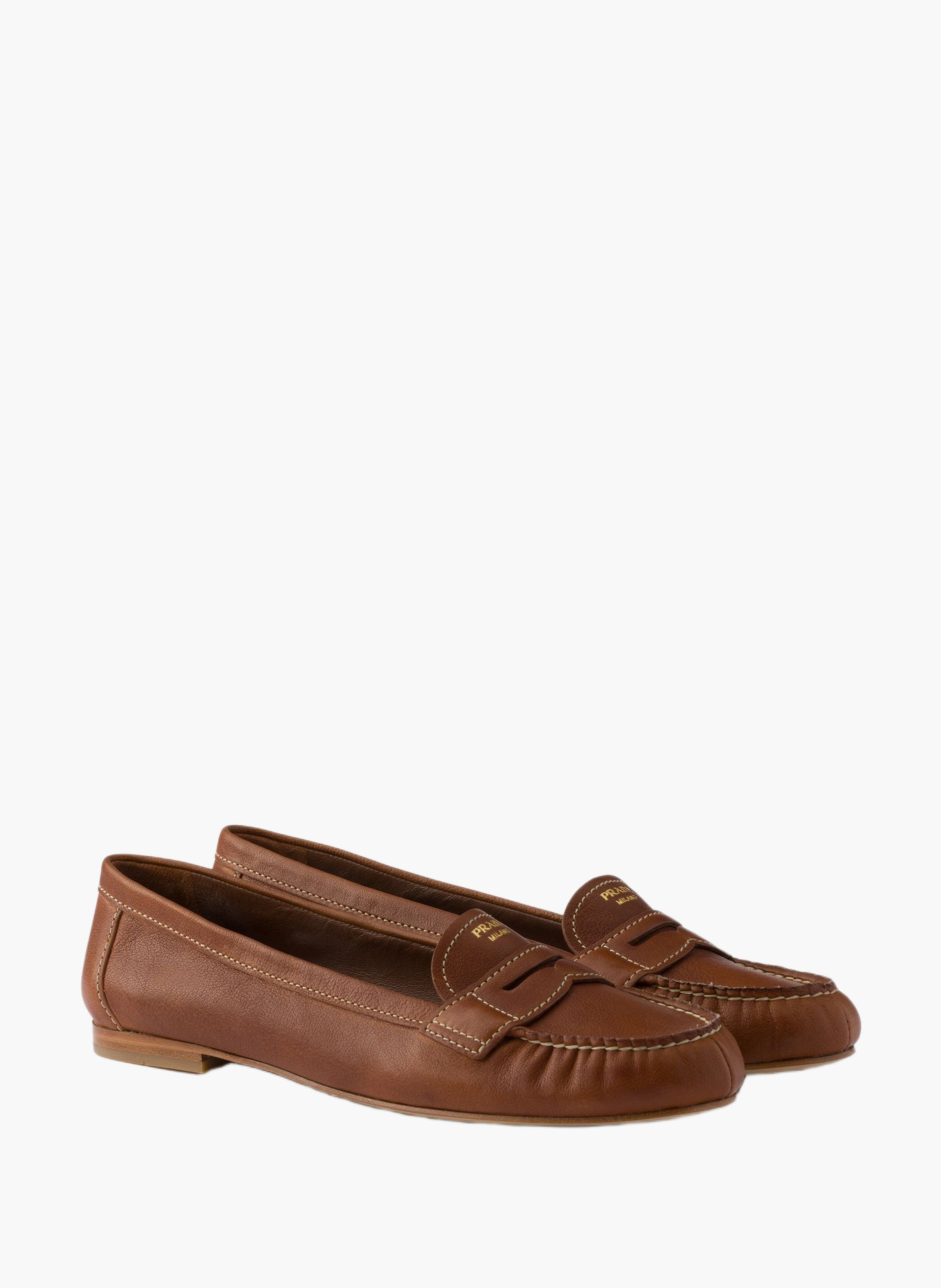 Mocassins en cuir PRADA Marron