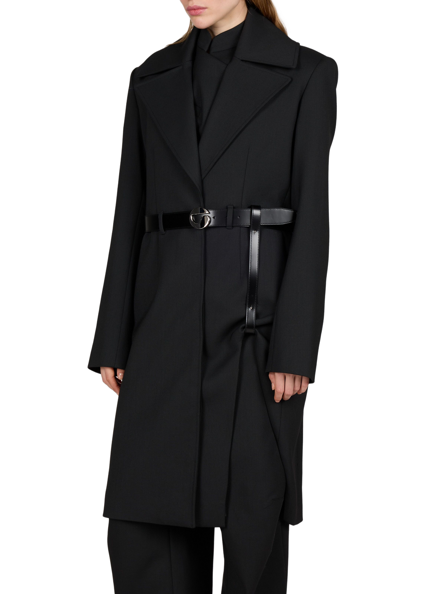 Straight belted coat with tailored collar COPERNI Black