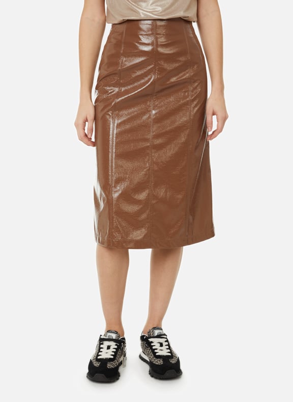 Flared vinyl midi skirt Brown by SAISON 1865 SAISON 1865 Flared vinyl midi skirt Brown