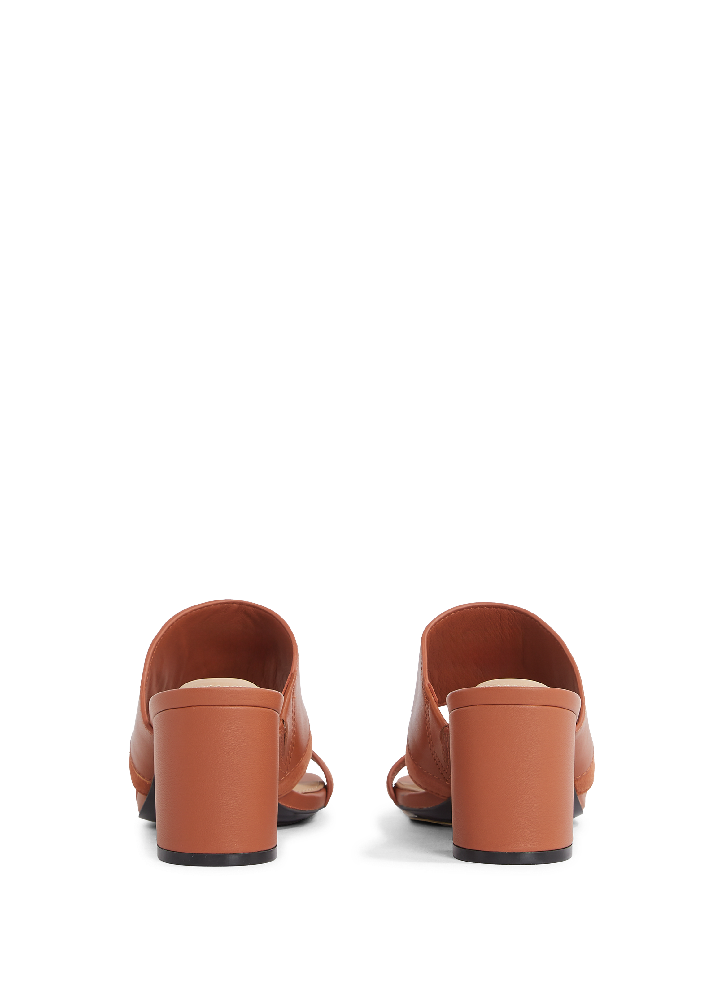 Heeled leather mules TOMMY HILFIGER Brown