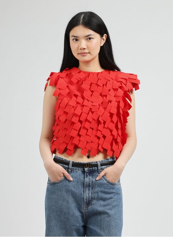 Fringed top Red by A.W.A.K.E. MODE A.W.A.K.E. MODE Fringed top Red