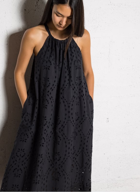 Robe longue col rond en coton bonie Noir by BA&SH BA&SH Robe longue col rond en coton bonie Noir
