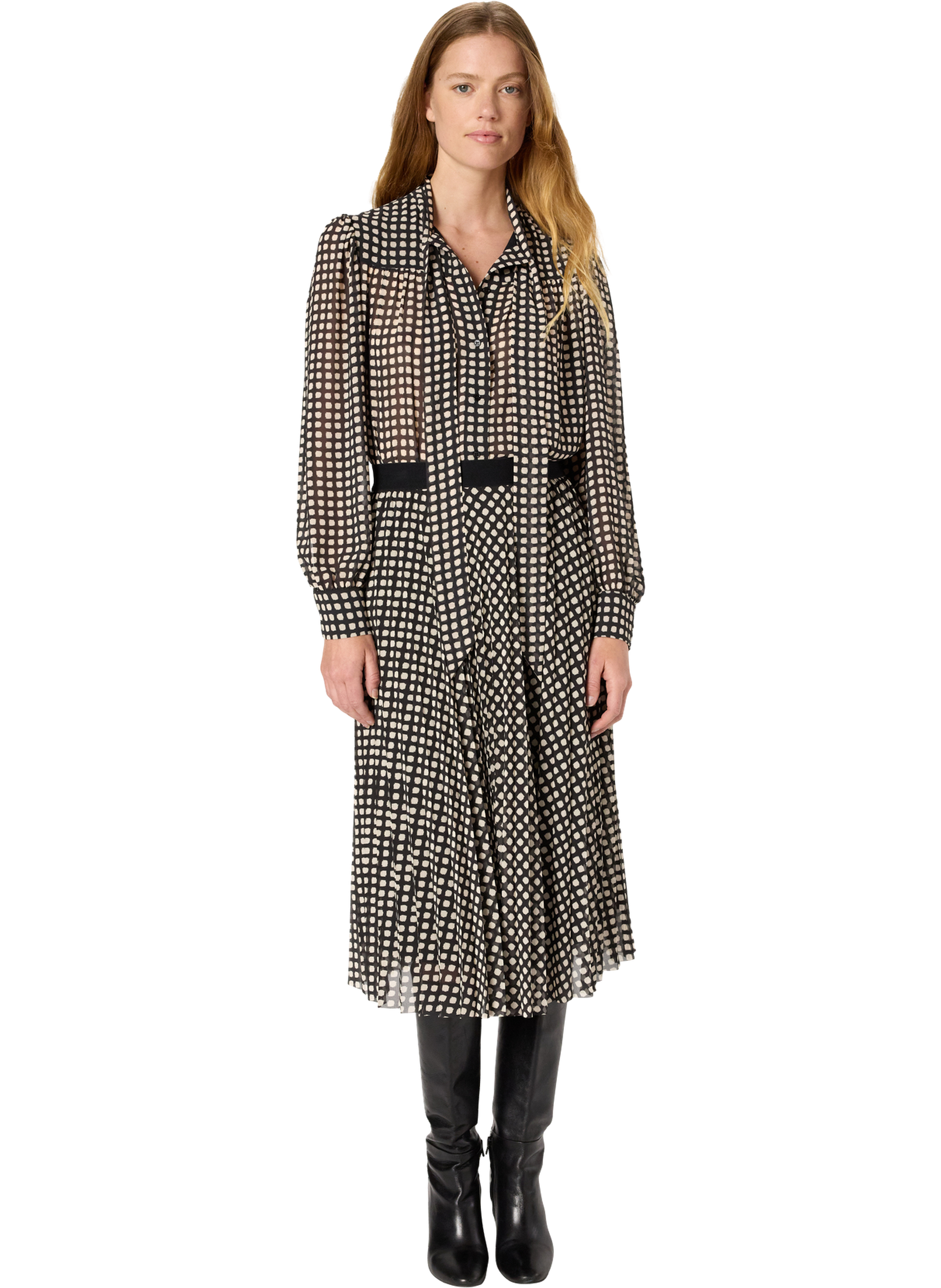 Jupe mi-longue à pois graphiques - beth GERARD DAREL Noir