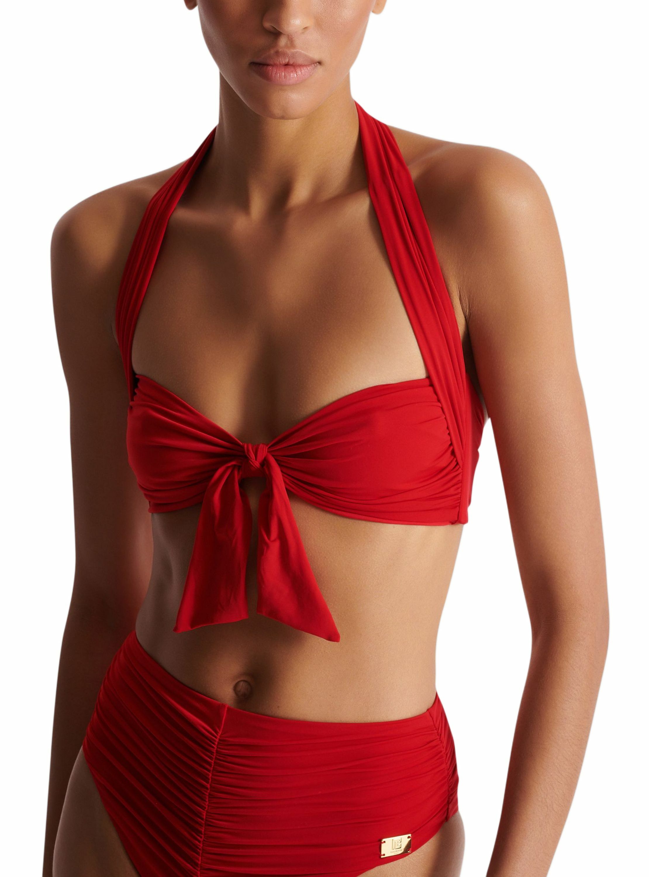 Maillot de bain deux pièces uni BALMAIN Rouge