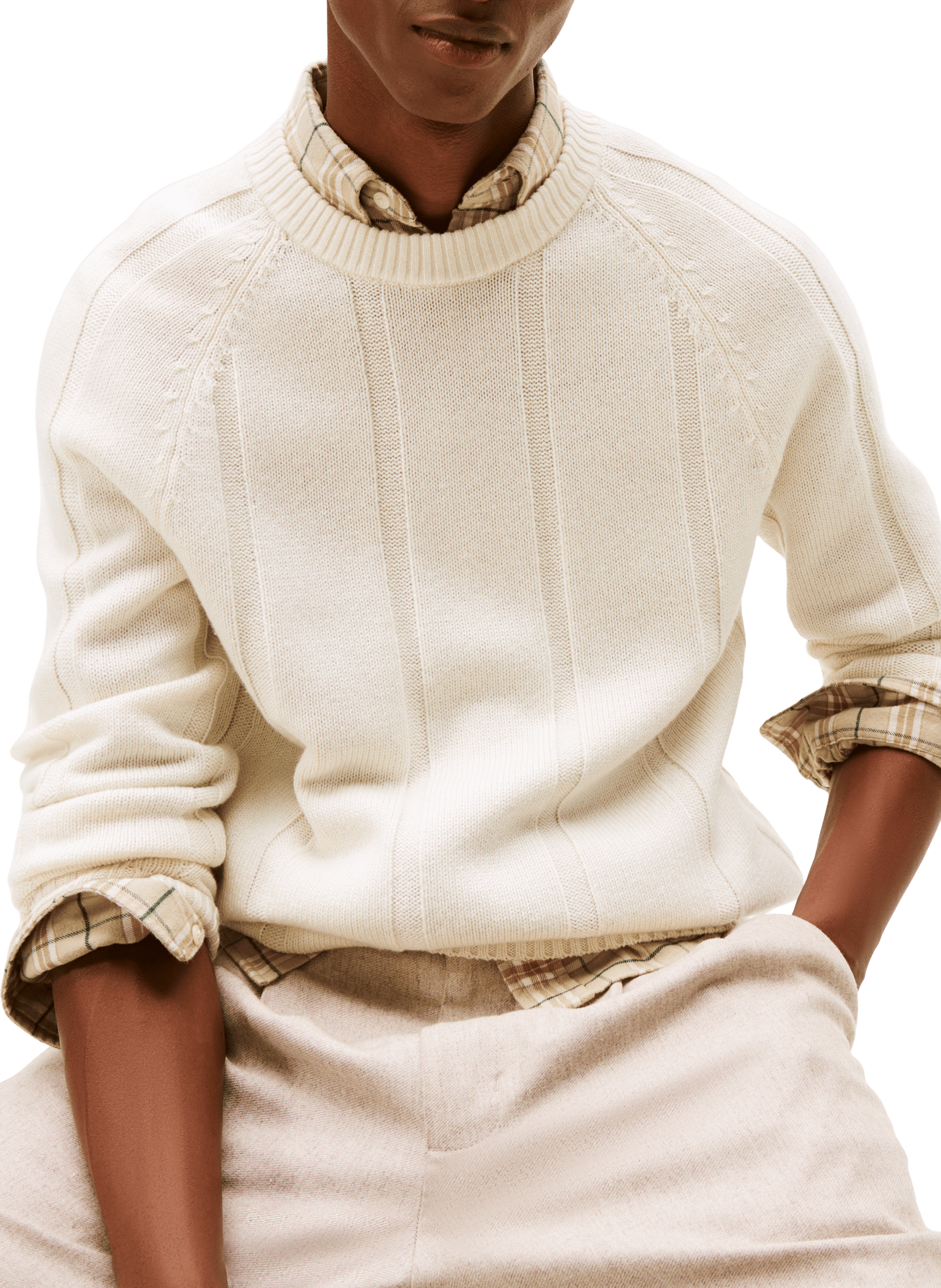 Pull col rond en laine TOMMY HILFIGER Beige