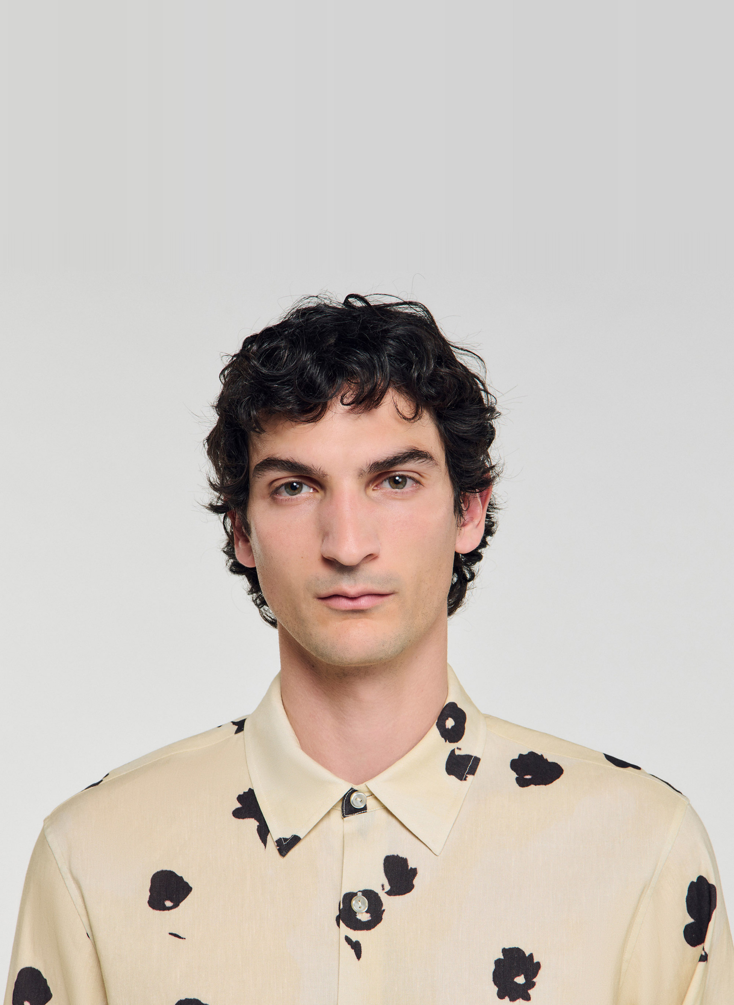 Chemise droite col classique en lin mélangé SANDRO Blanc