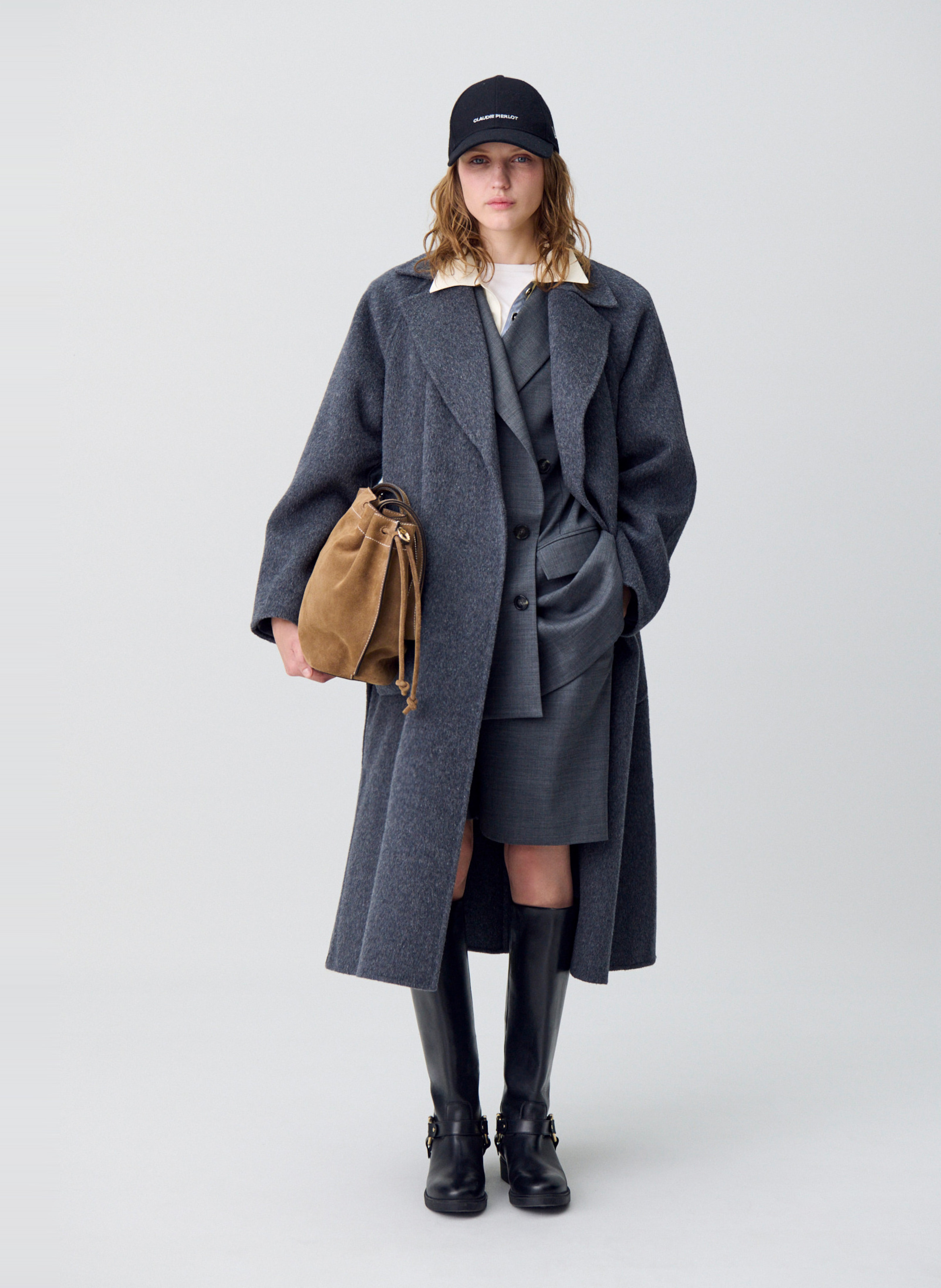 Manteau col tailleur en laine mélangée gwenola CLAUDIE PIERLOT Gris