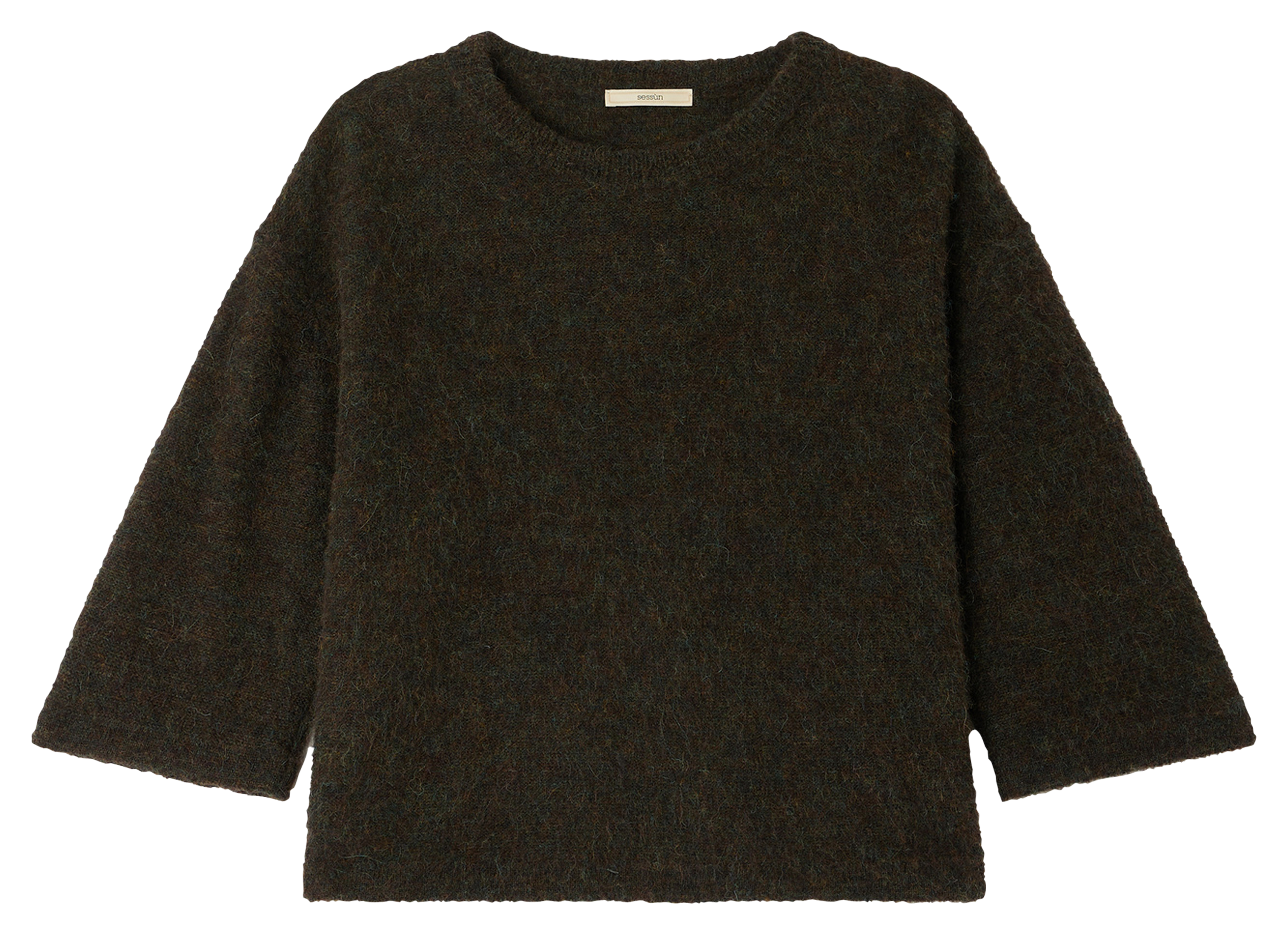 Pull oversize col rond en laine mélangée london SESSUN Marron