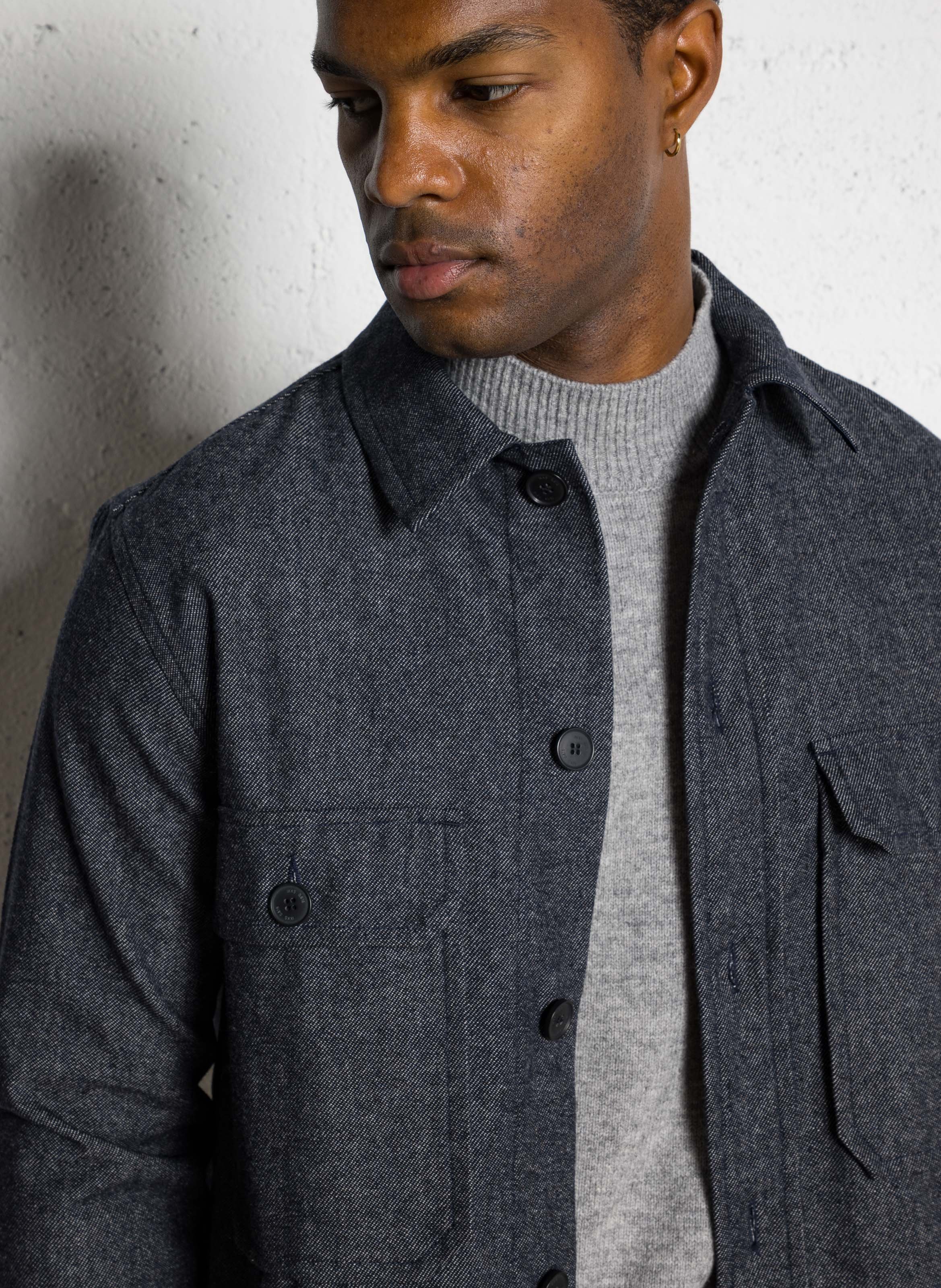 Surchemise droite en maille IKKS Bleu