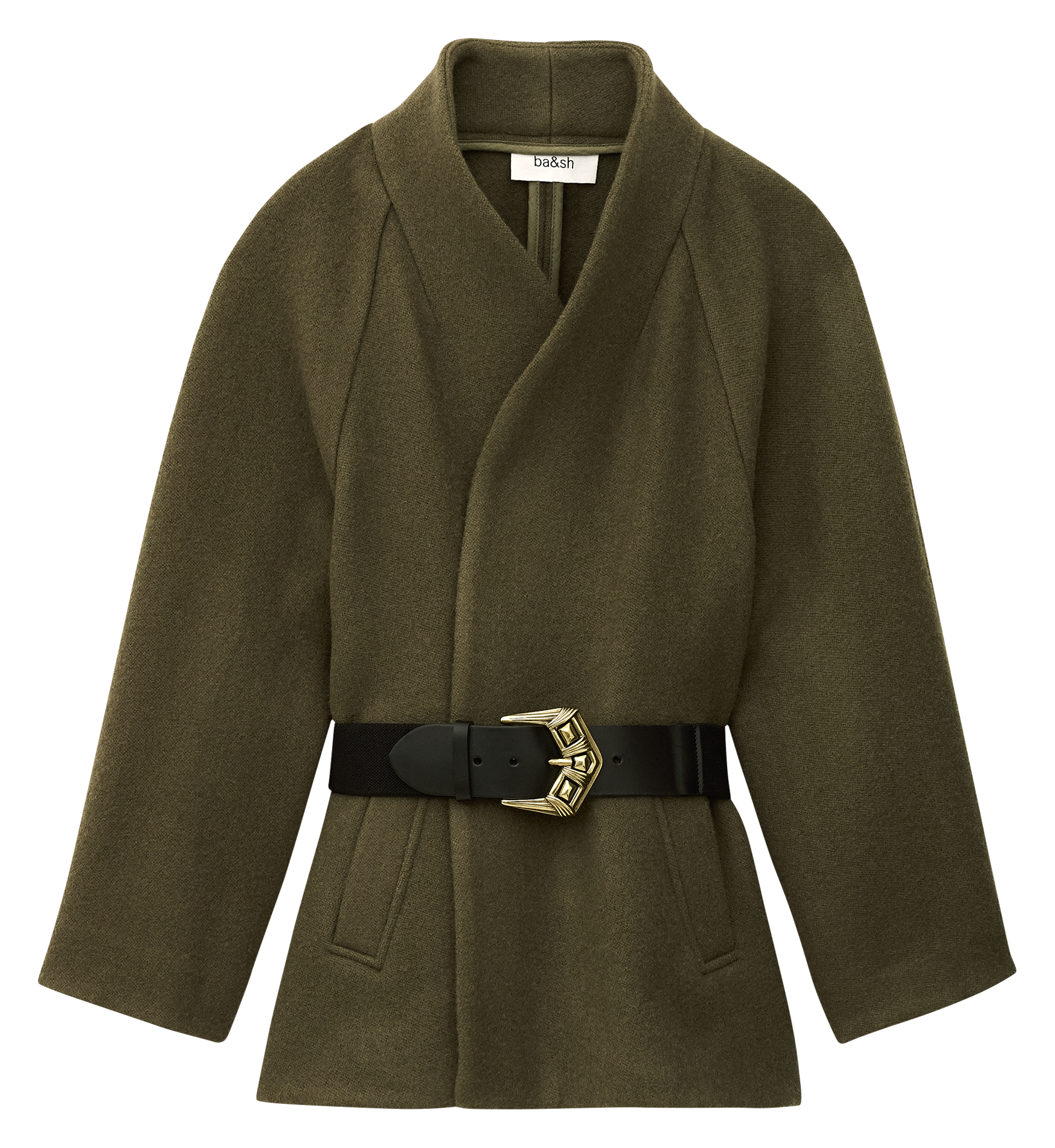 Manteau col châle en laine hini BA&SH Kaki