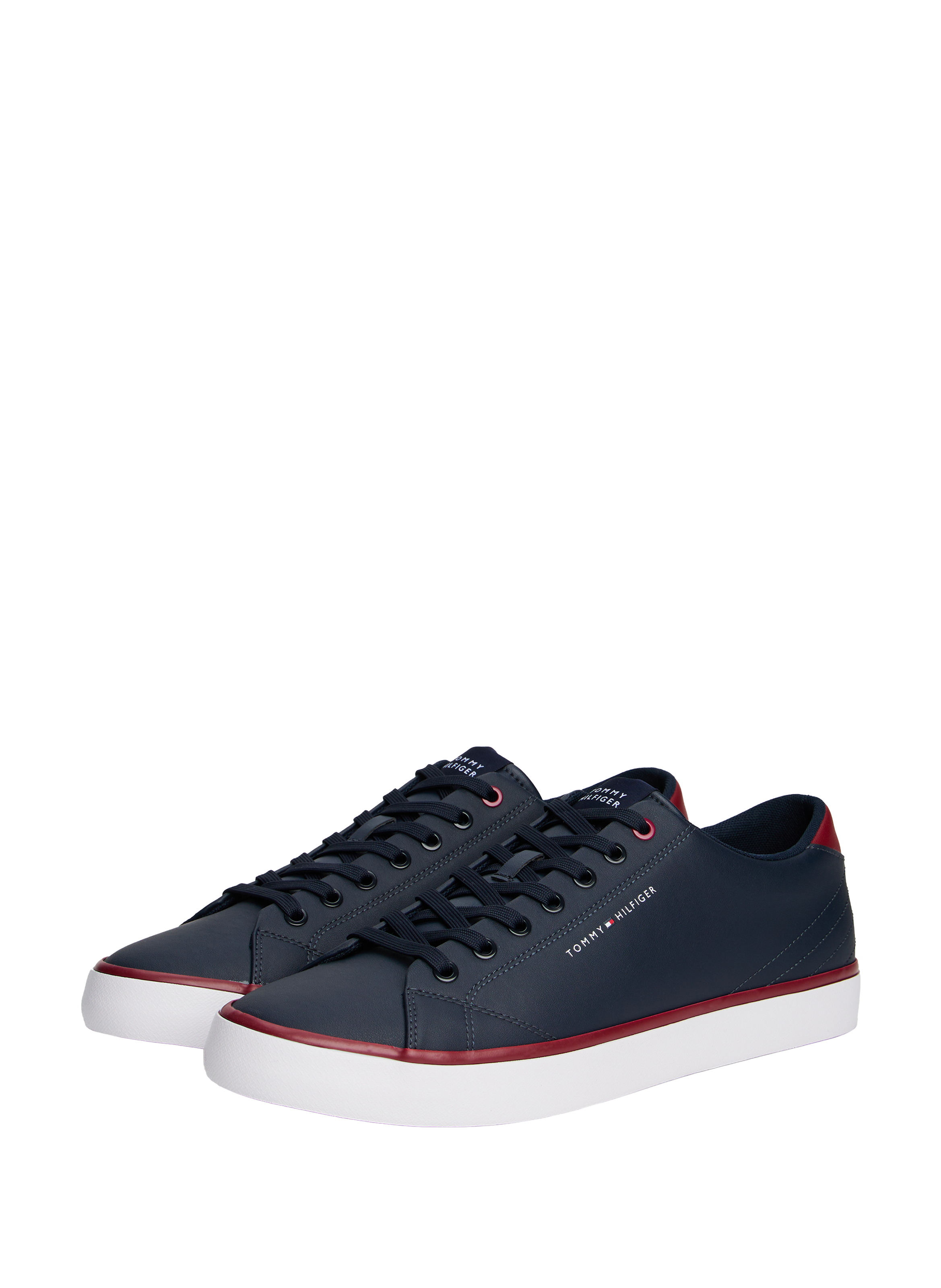 Mixed leather low-top sneakers TOMMY HILFIGER Blue