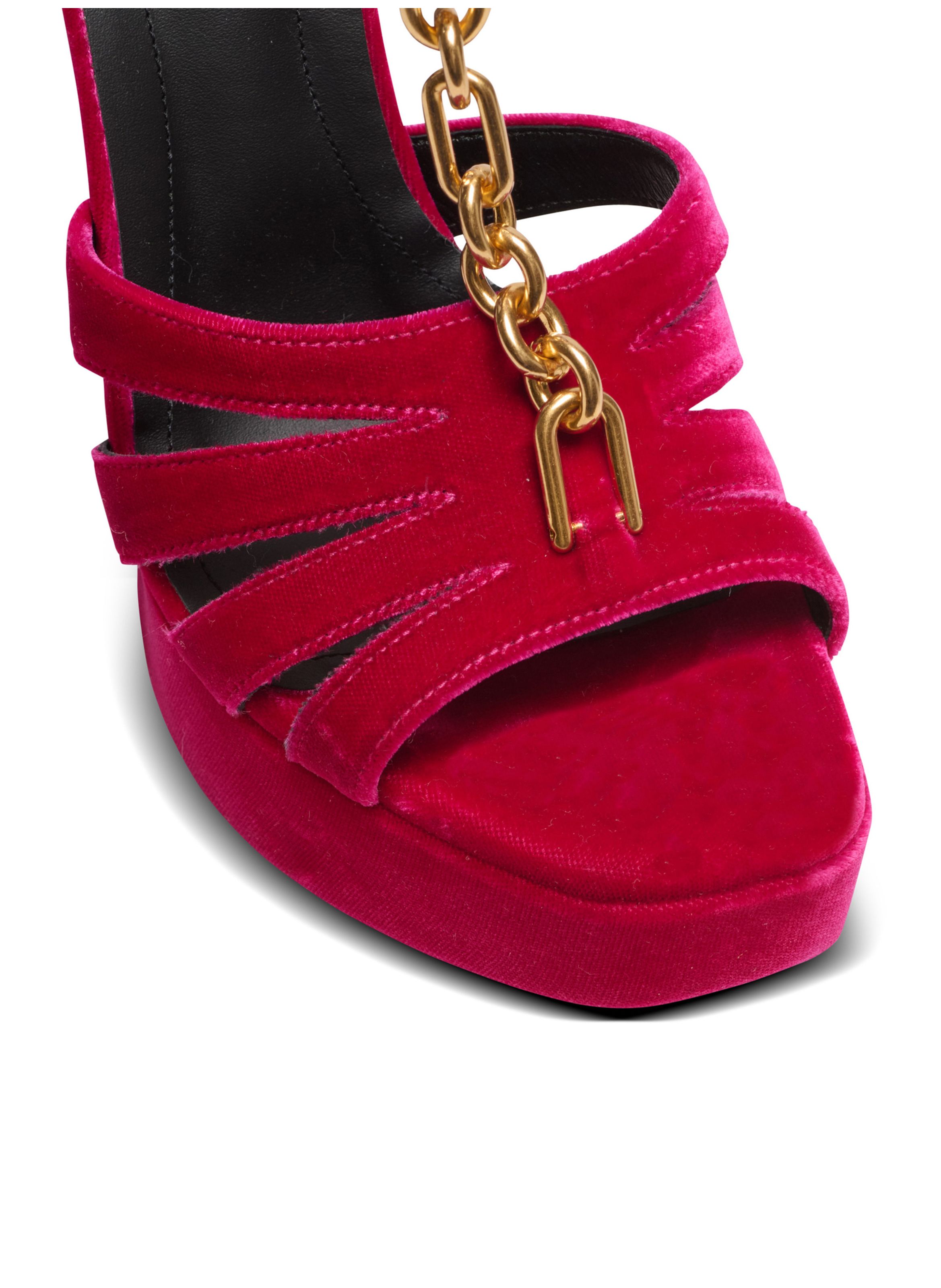 Sandales à plateforme sync en cuir d'agneau verni BALMAIN Rose