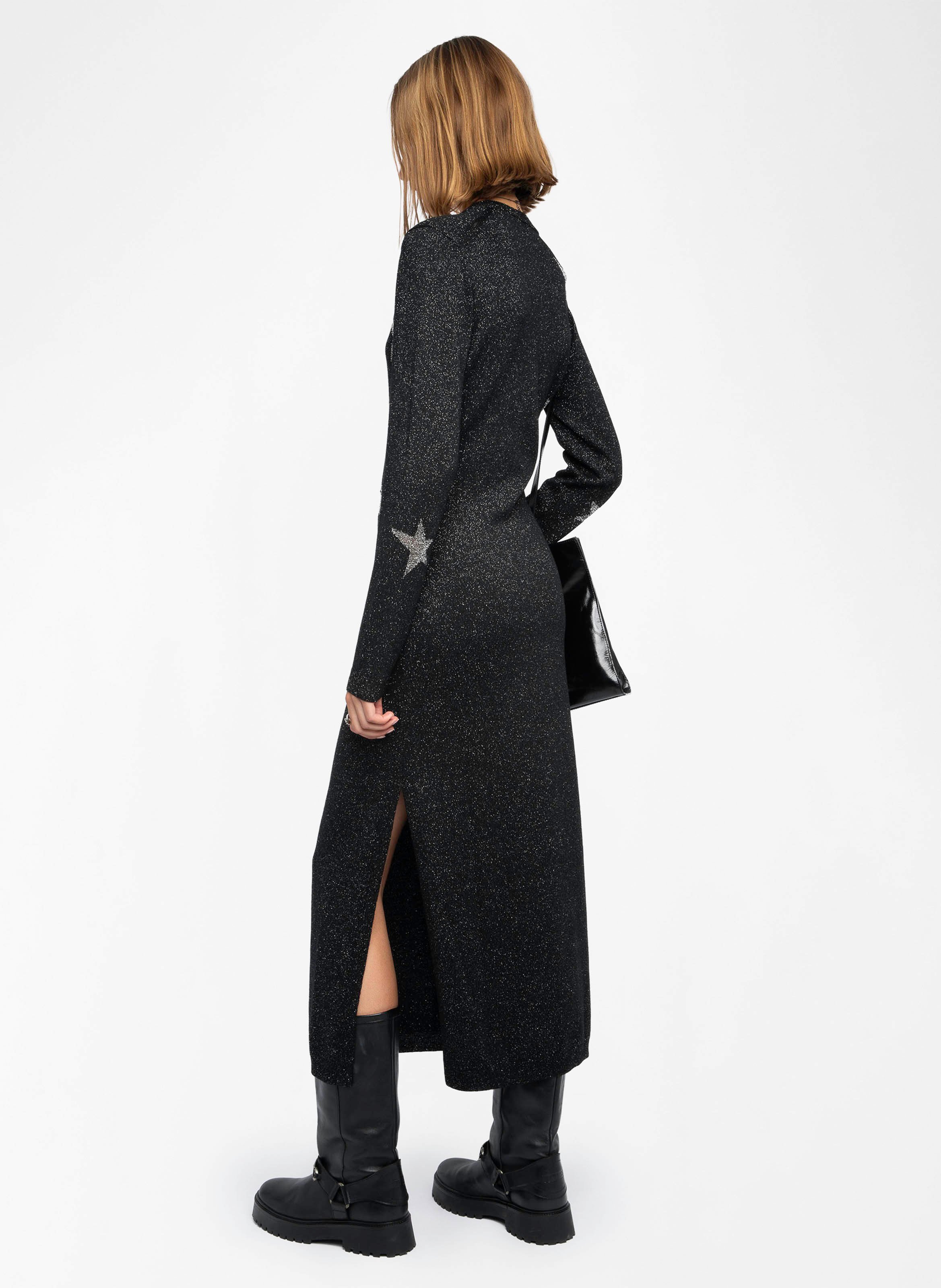 Robe longue col v en laine mélangée stelly ZADIG&VOLTAIRE Noir
