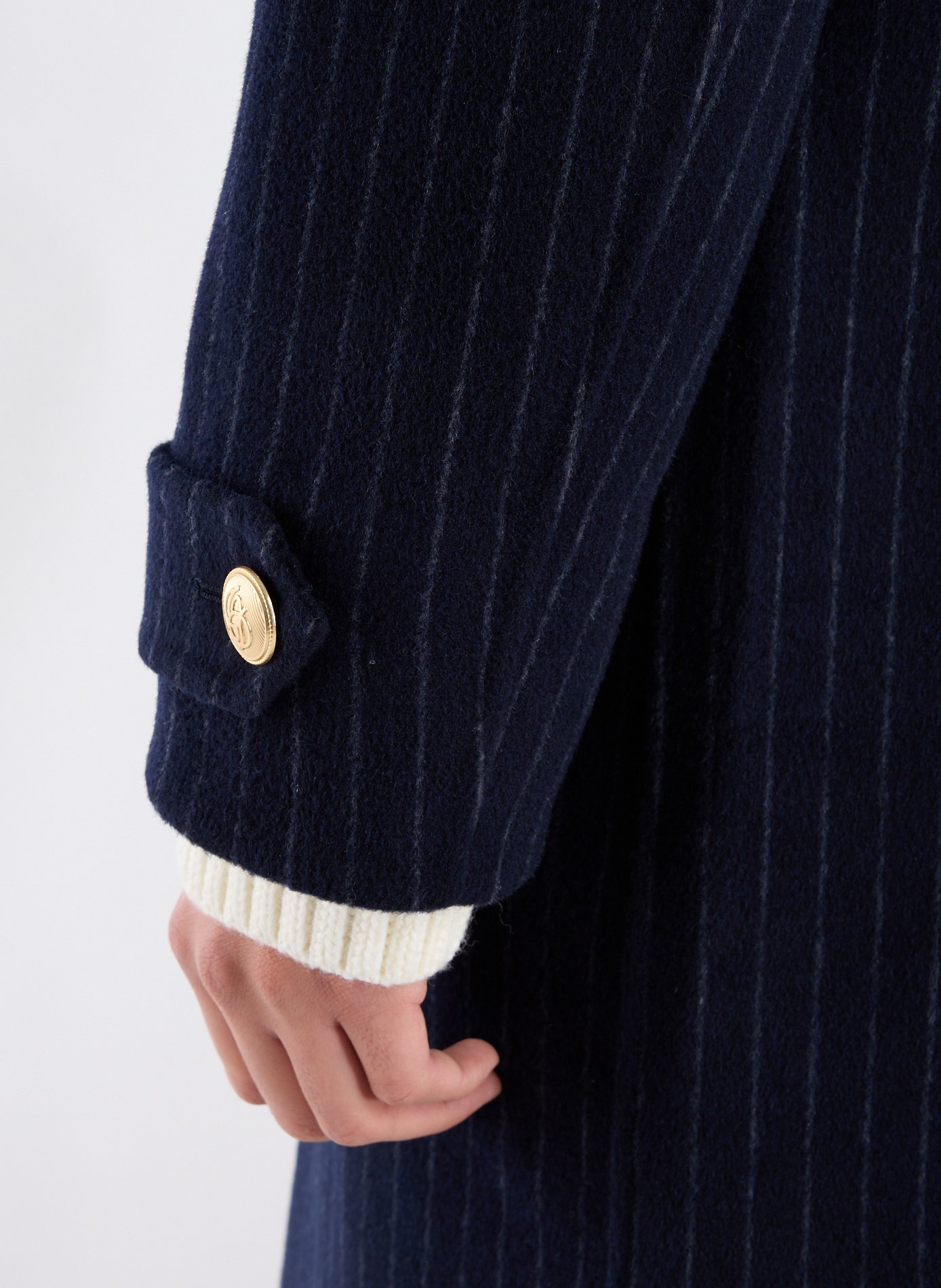Long coat with ribbed collar in blended wool DROLE DE MONSIEUR Blue