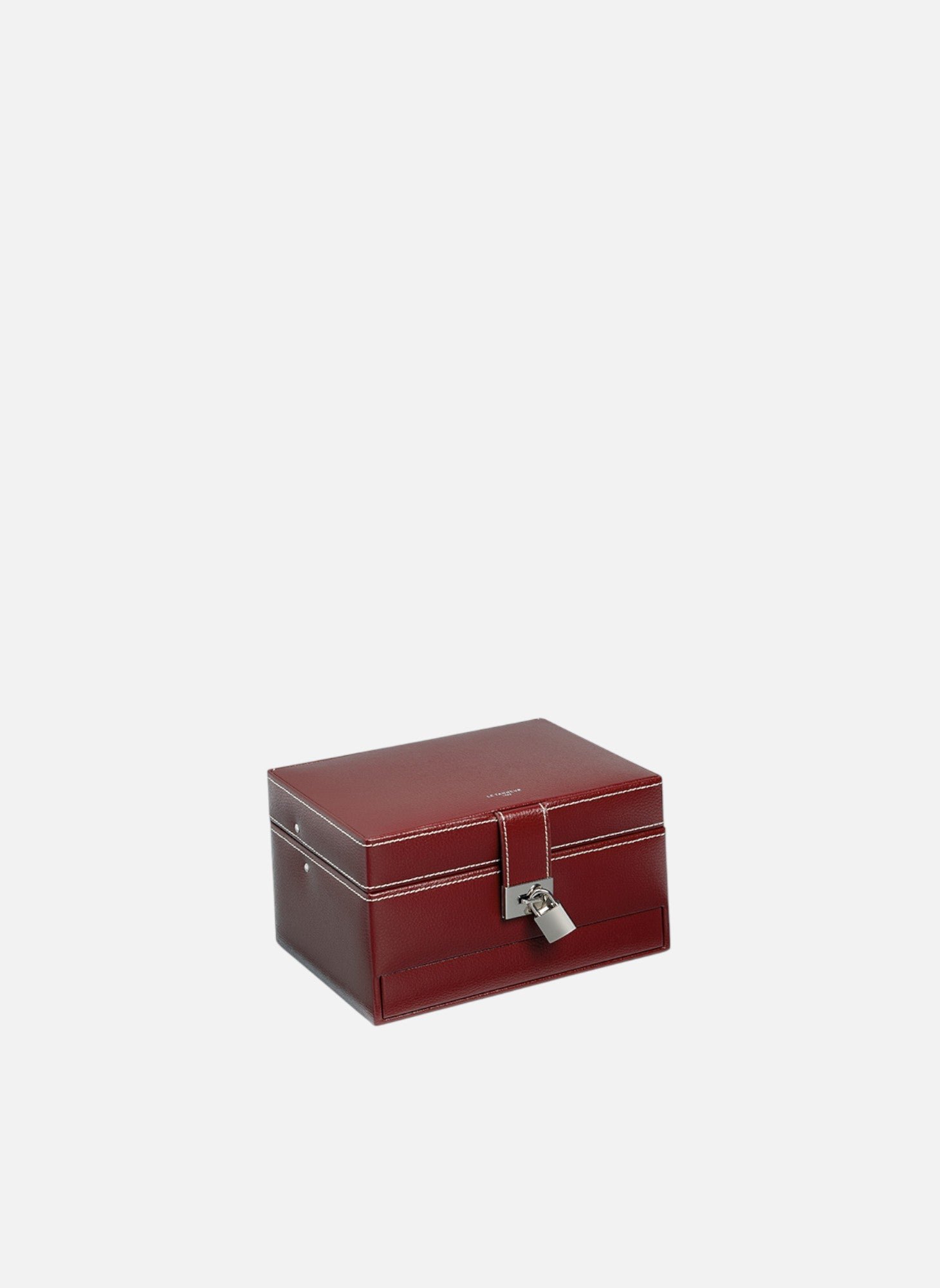 Boite à bijoux moyen modèle ouverture automatique en cuir  Rouge revolution