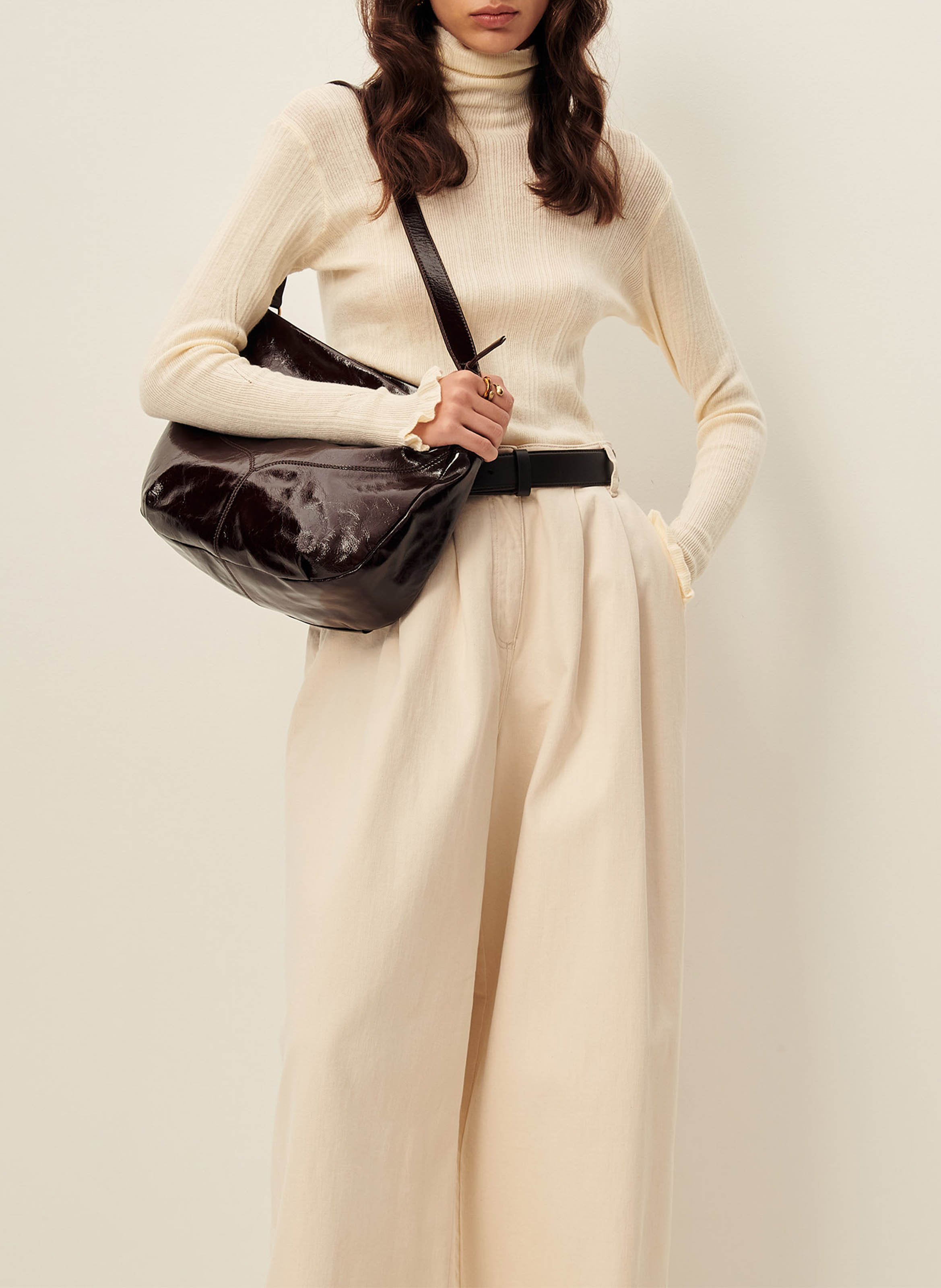 Pull col roulé ajusté en coton mélangé norte SESSUN Beige