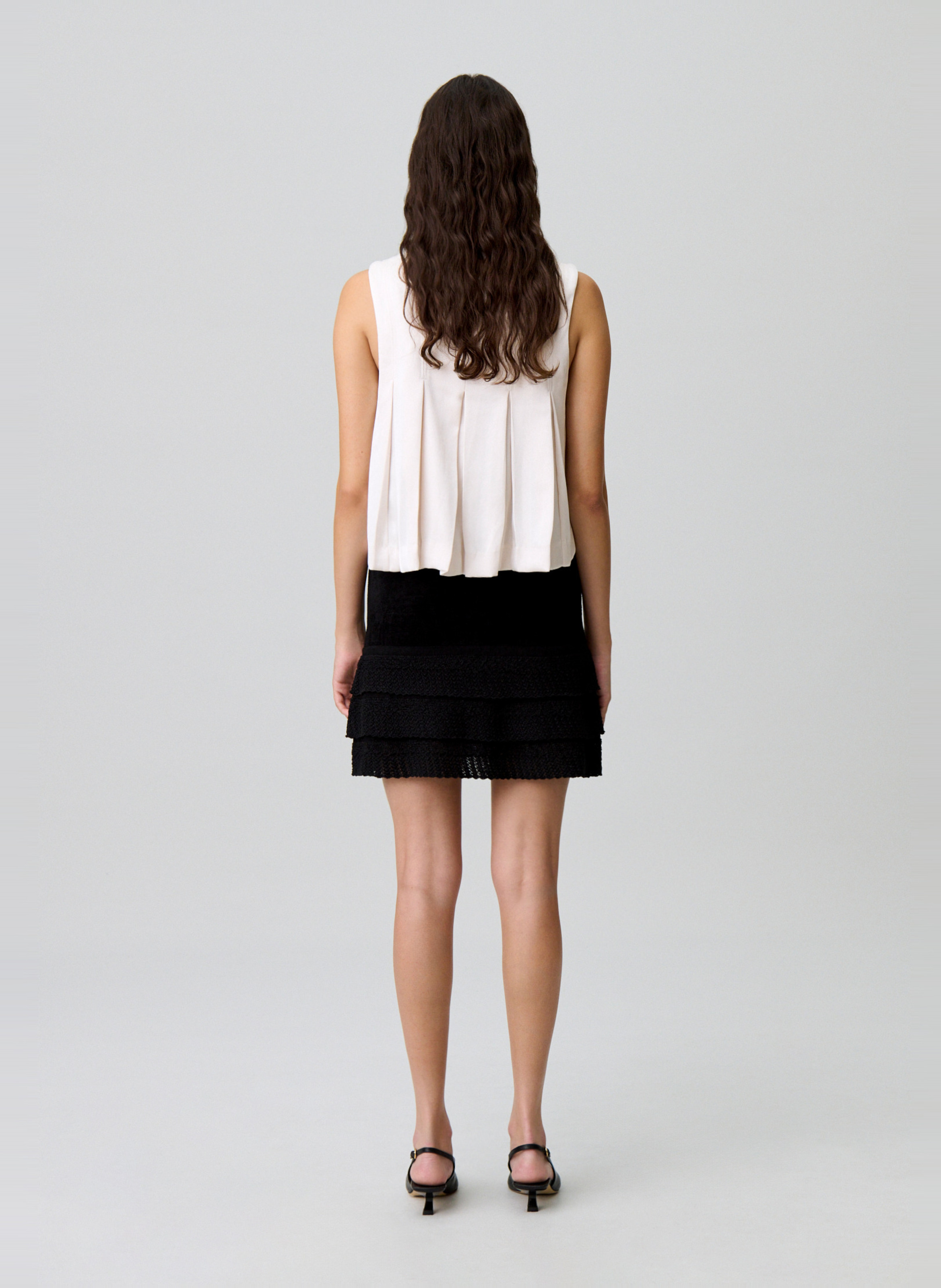 Top col mao satiné betty CLAUDIE PIERLOT Blanc