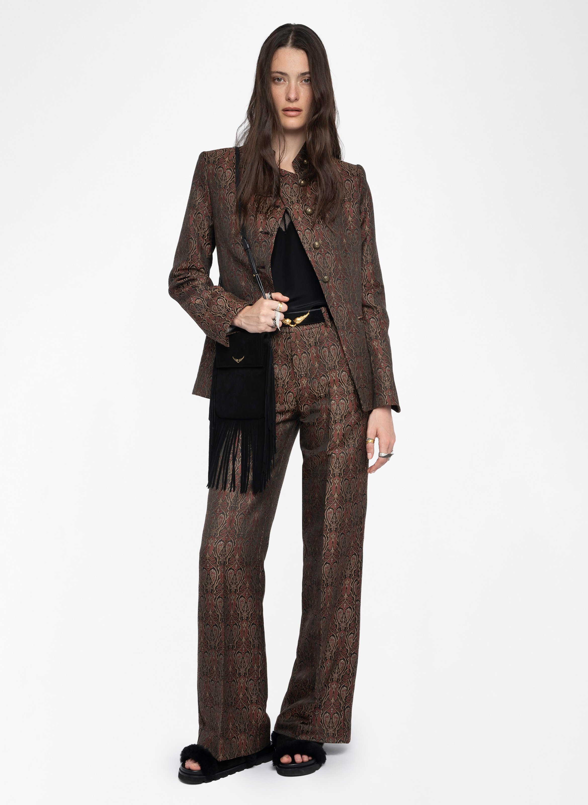 Pantalon droit jacquard panol ZADIG&VOLTAIRE Noir