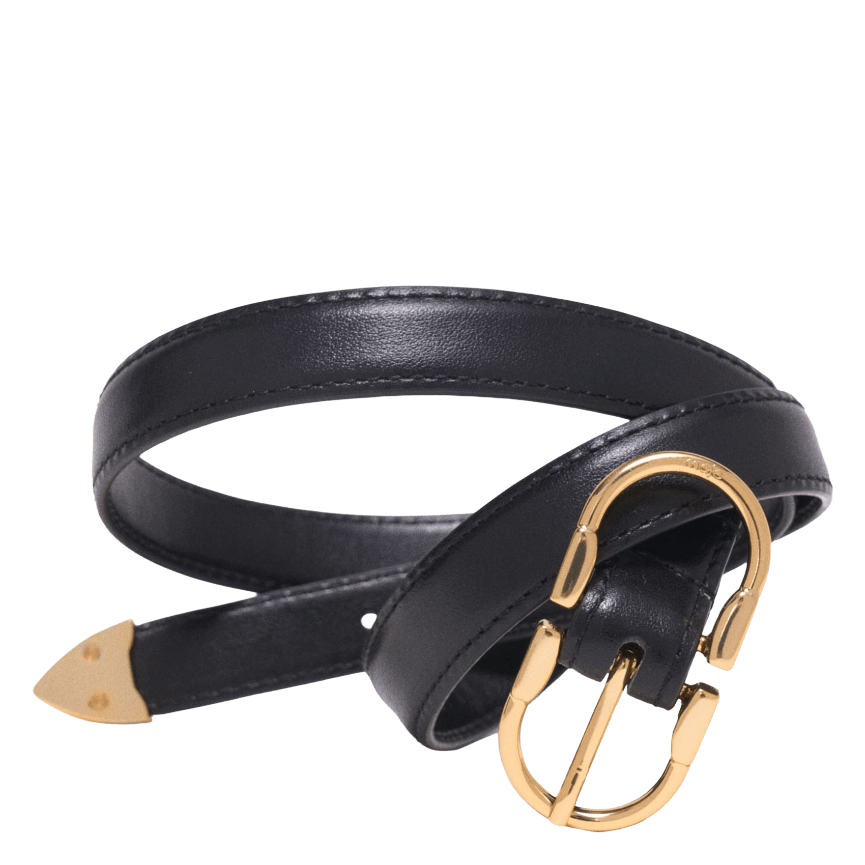 Ceinture fine à boucle en cuir MAJE Noir