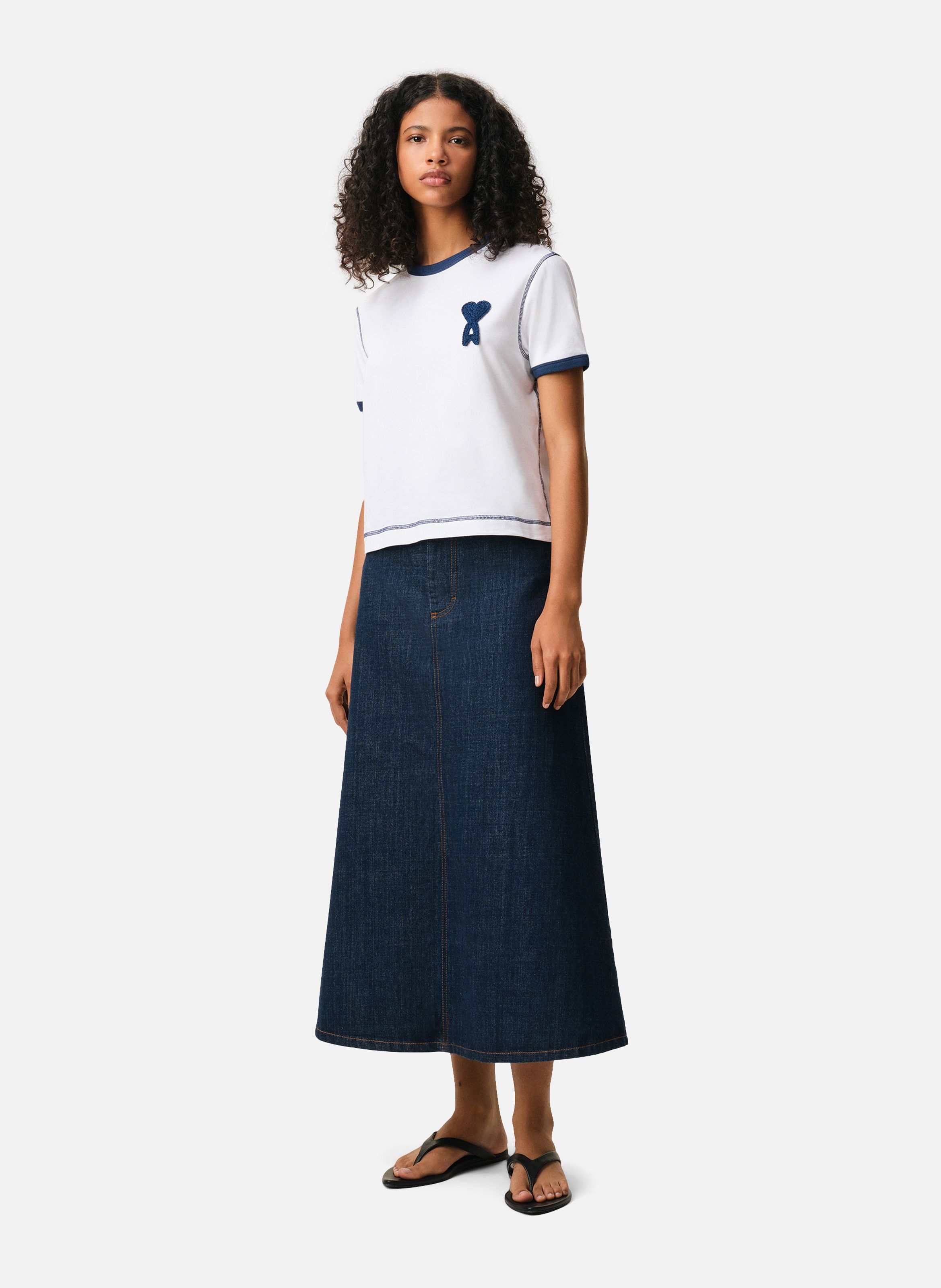 T-shirt ami de coeur en crochet unisexe en coton AMI PARIS Blanc