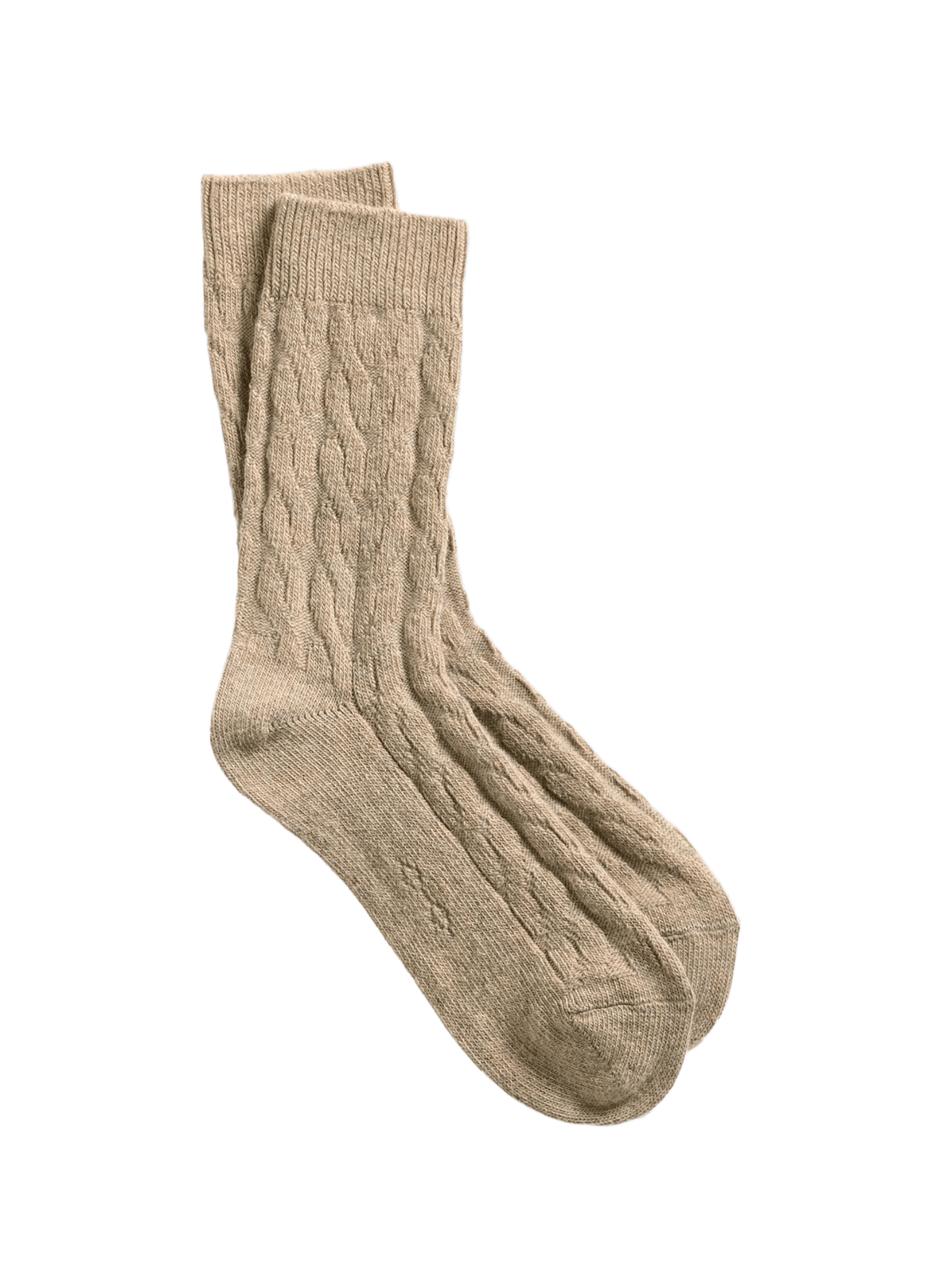 Mid-calf socks in twisted knit blend of cotton and Alpaca wool LE BOURGET Beige
