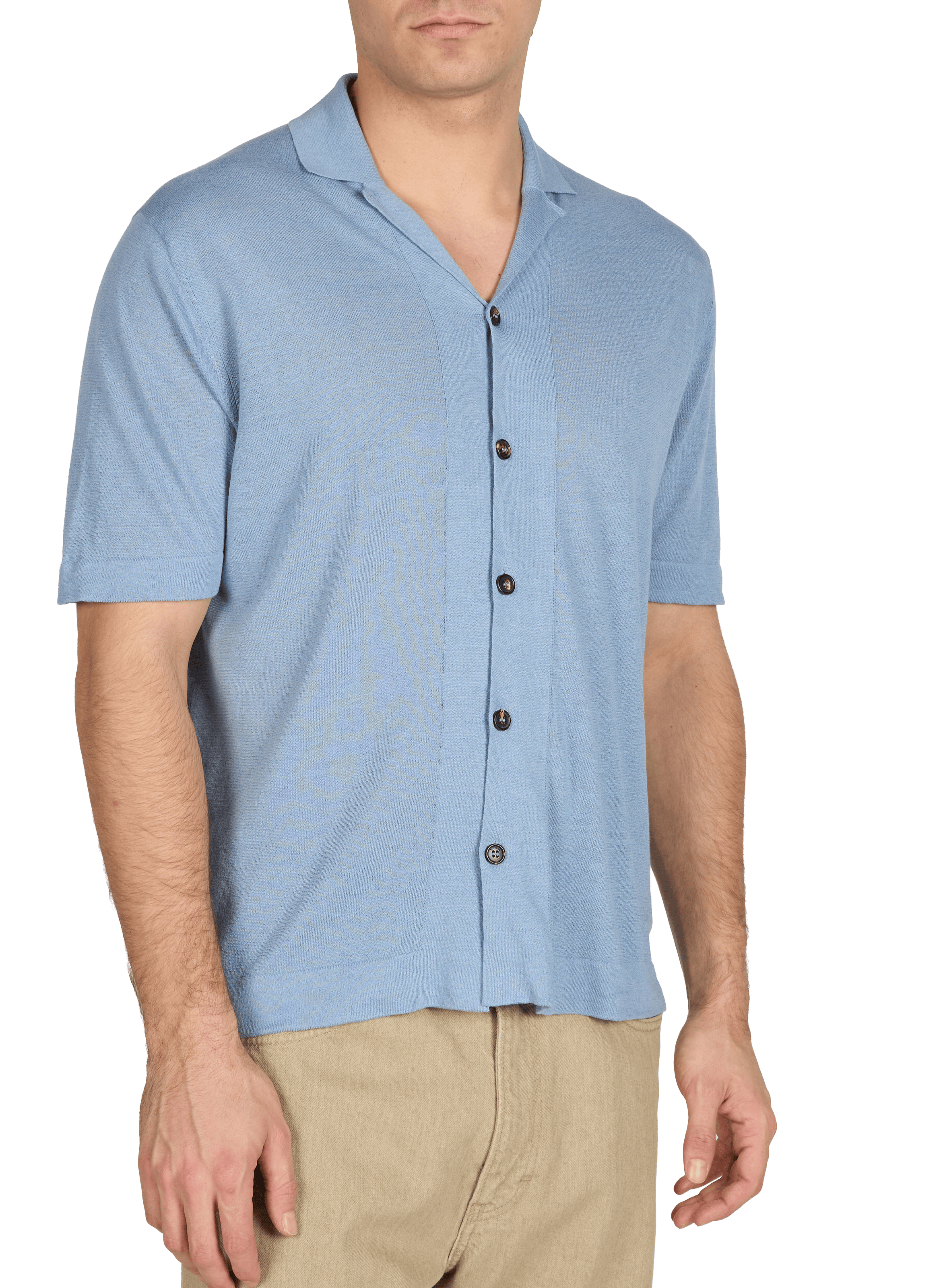 Short-sleeved shirt in linen and cotton SLOWEAR Blue