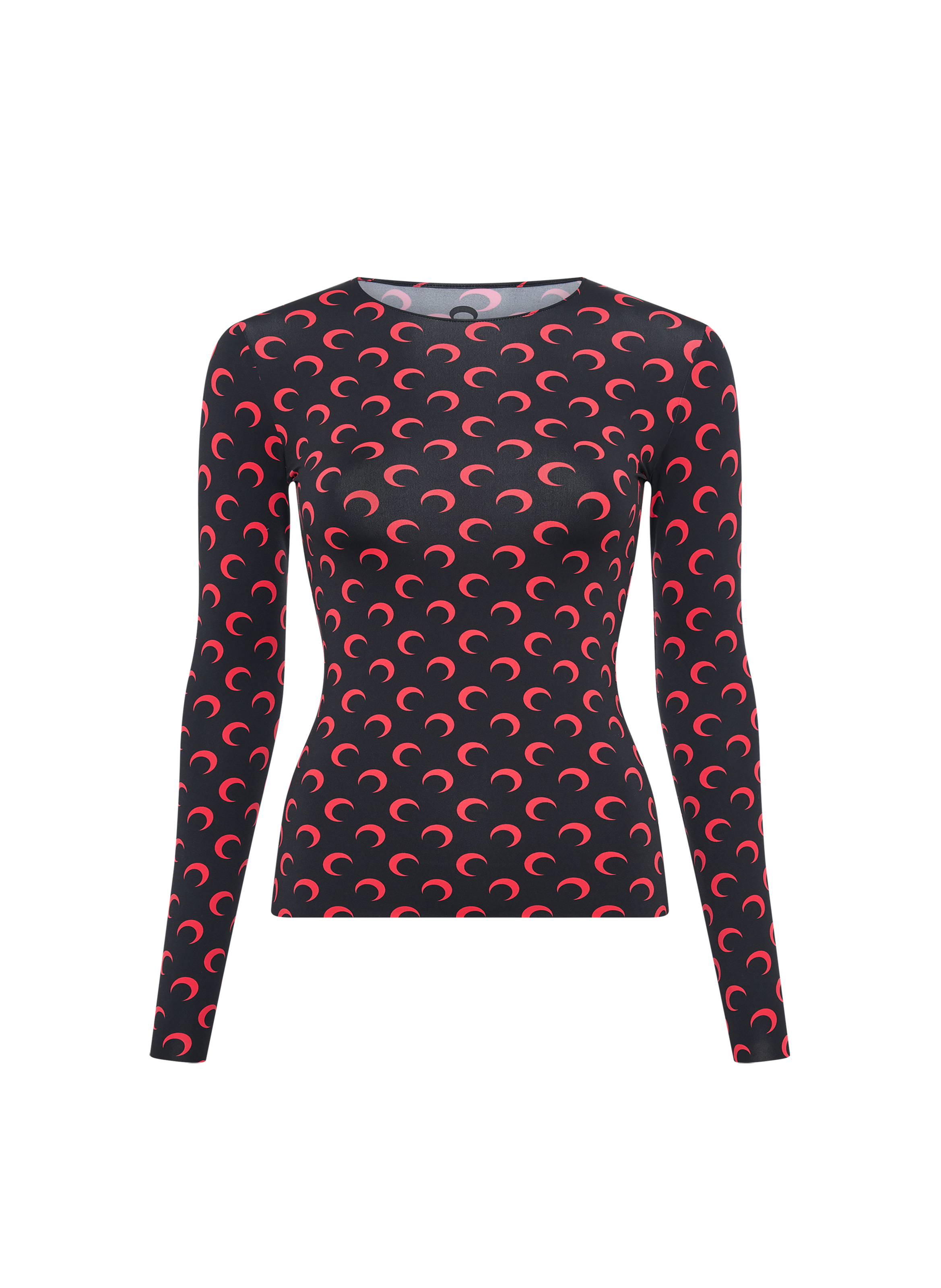 Top col rond manches longues en jersey imprimé moon MARINE SERRE Noir