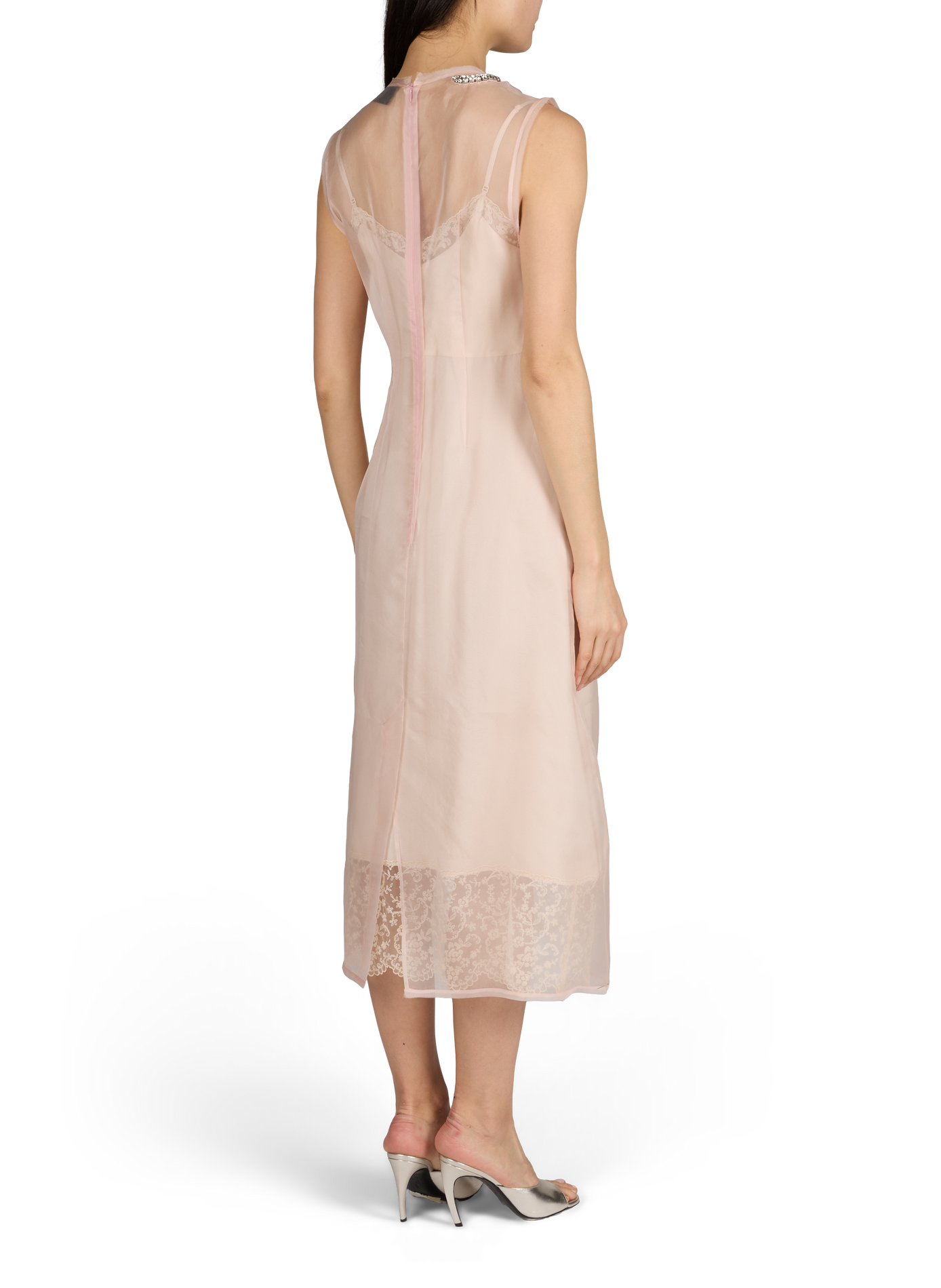 Long transparent dress with bow details and silk collar SIMONE ROCHA Pink