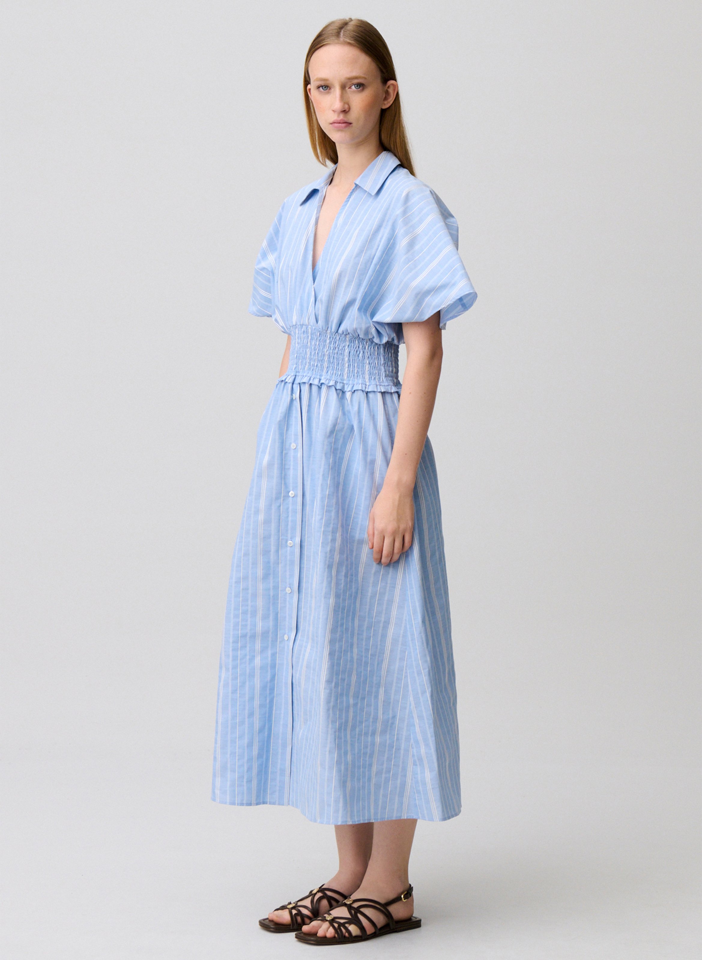 Robe longue col v à rayures CLAUDIE PIERLOT Multicolore