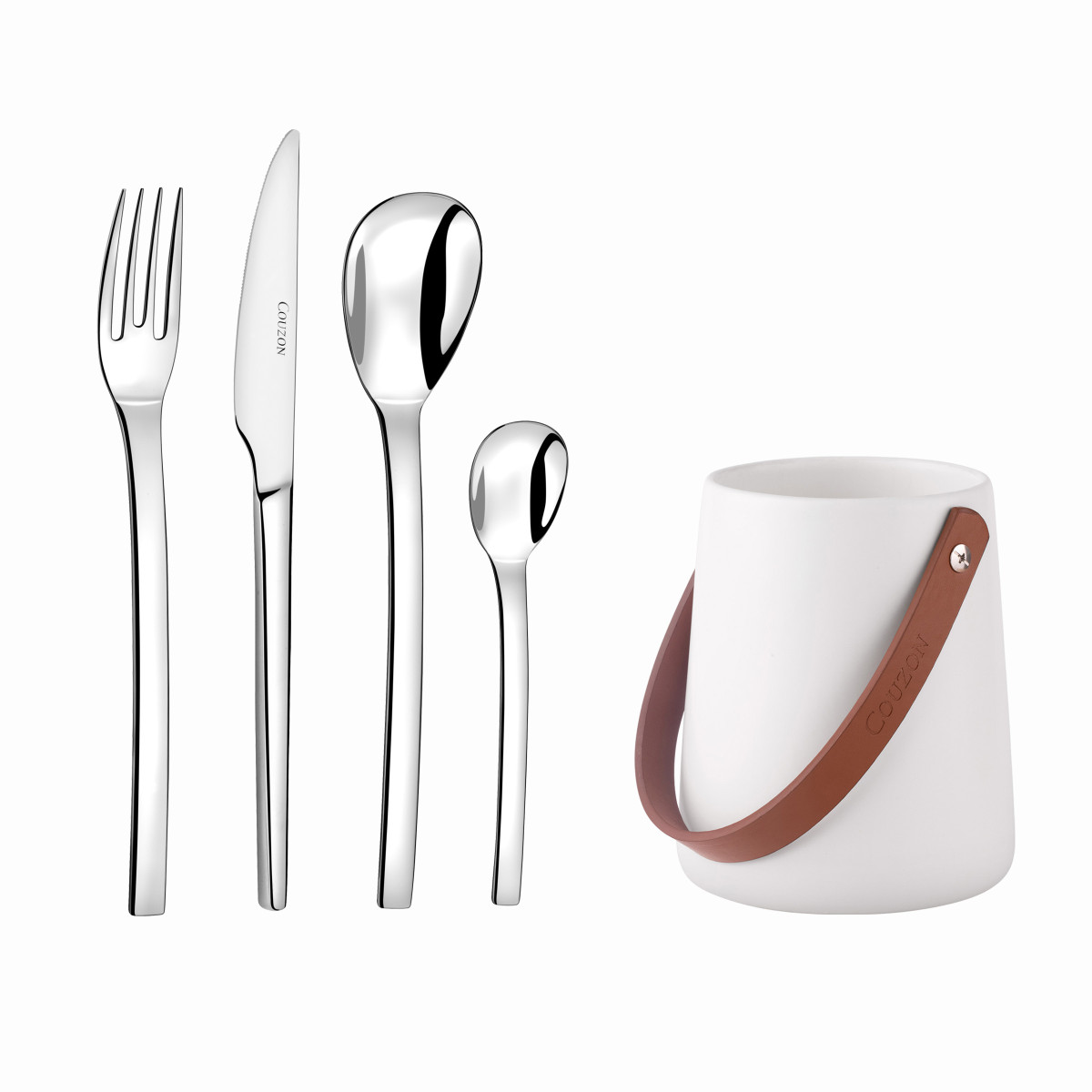 Pix'elle - 24 couverts de table avec support de rangement nomade COUZON Argent