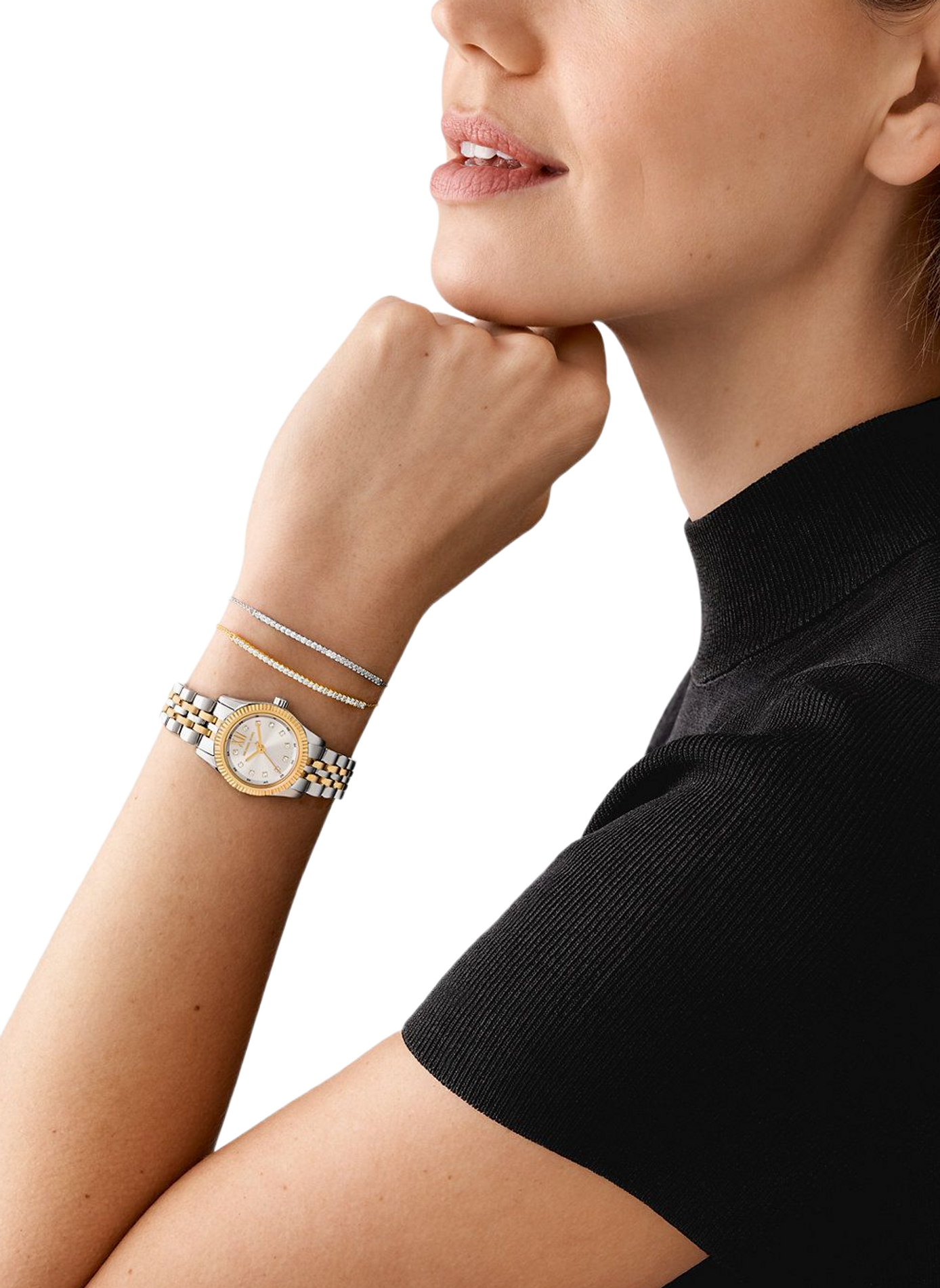 Montre quartz Petite Lexington en acier inoxydable MICHAEL KORS MONTRES Blanc