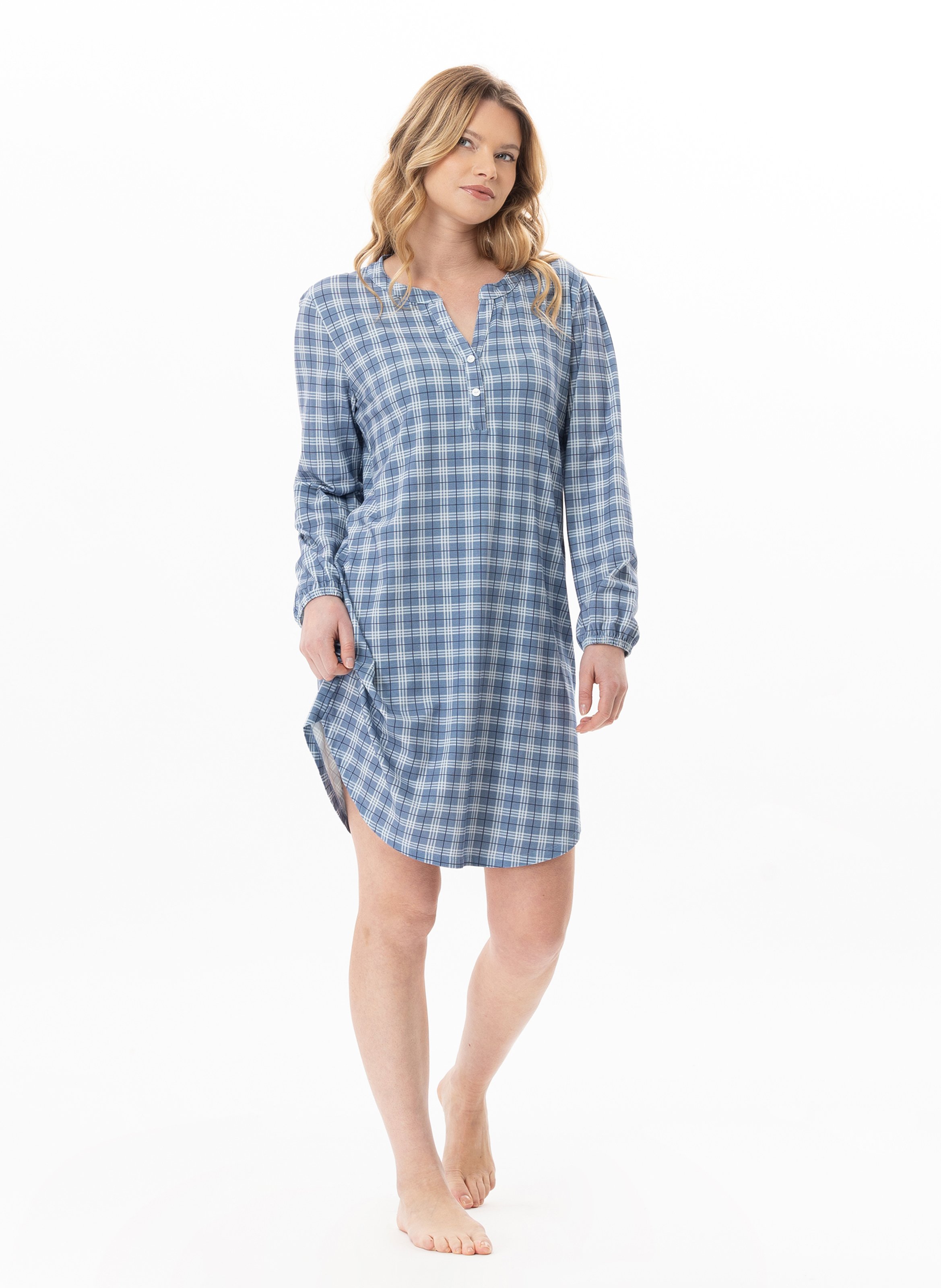 Chemise de nuit en coton modal club 101 LE CHAT Bleu