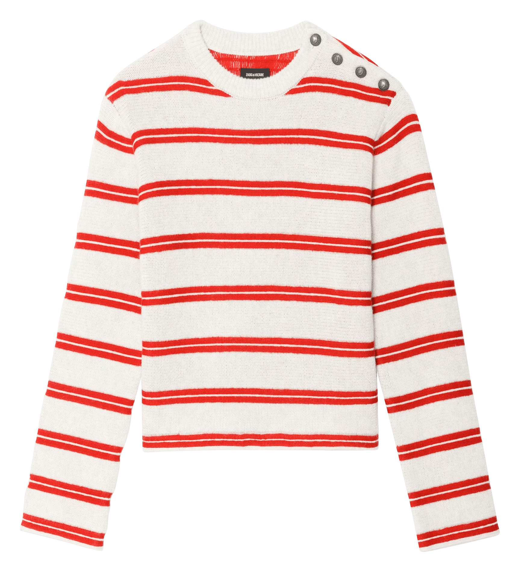 Pull droit col rond en laine et cachemire spikyz ZADIG&VOLTAIRE Gris