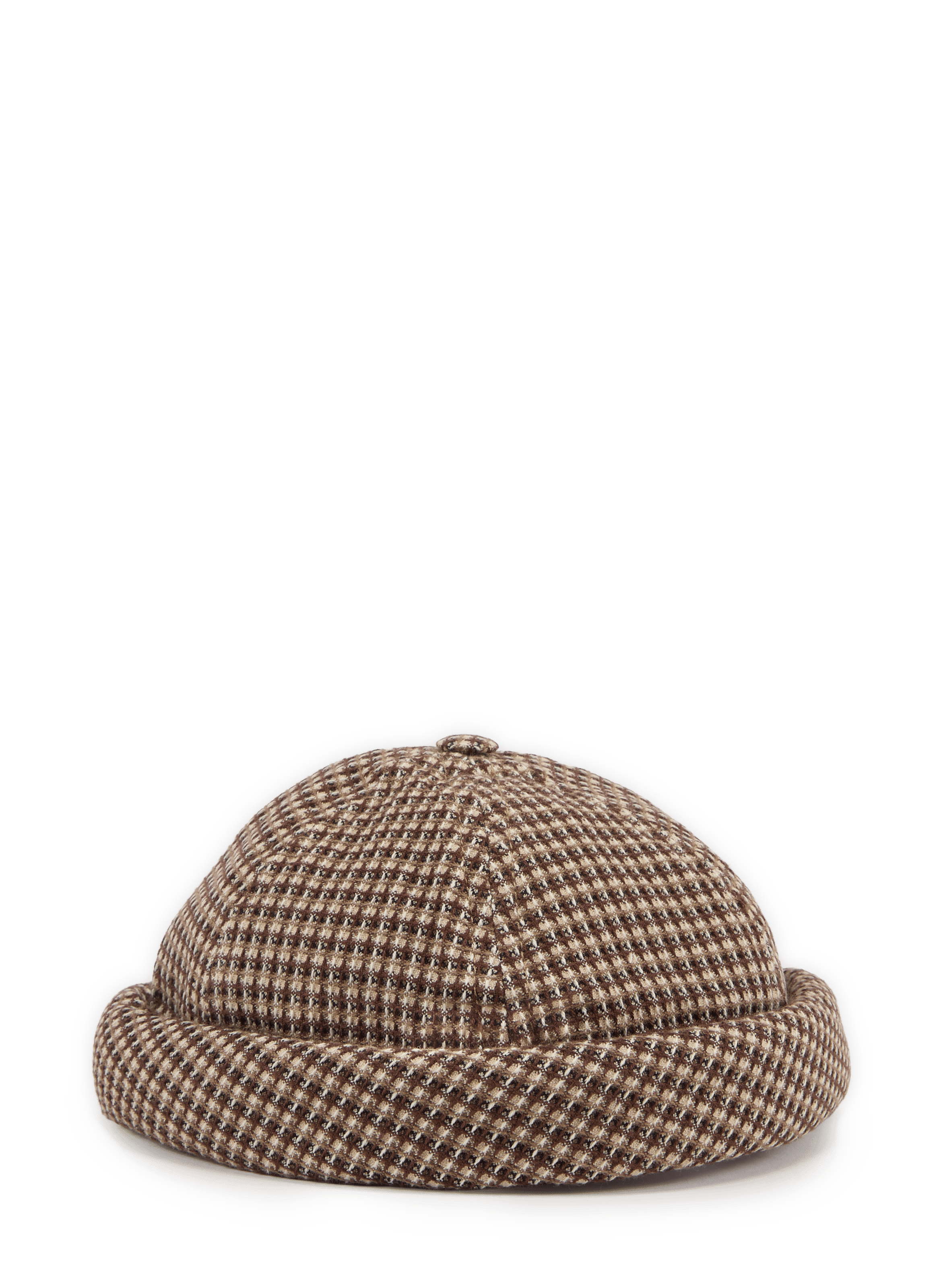 Checkered cotton Miki beanie Brown BETON CIRE