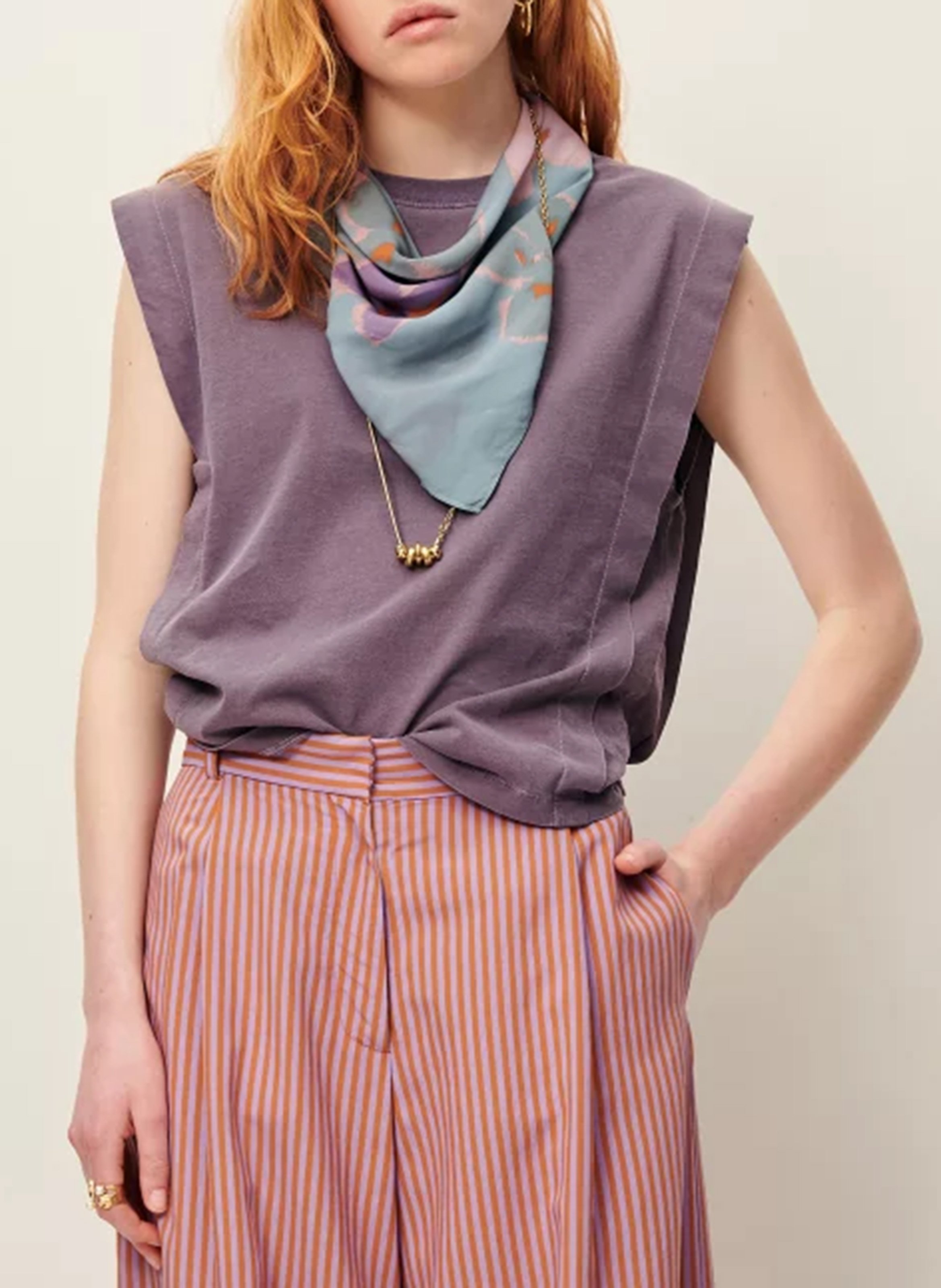 Tee-shirt col rond droit en coton bio orlando SESSUN Beige