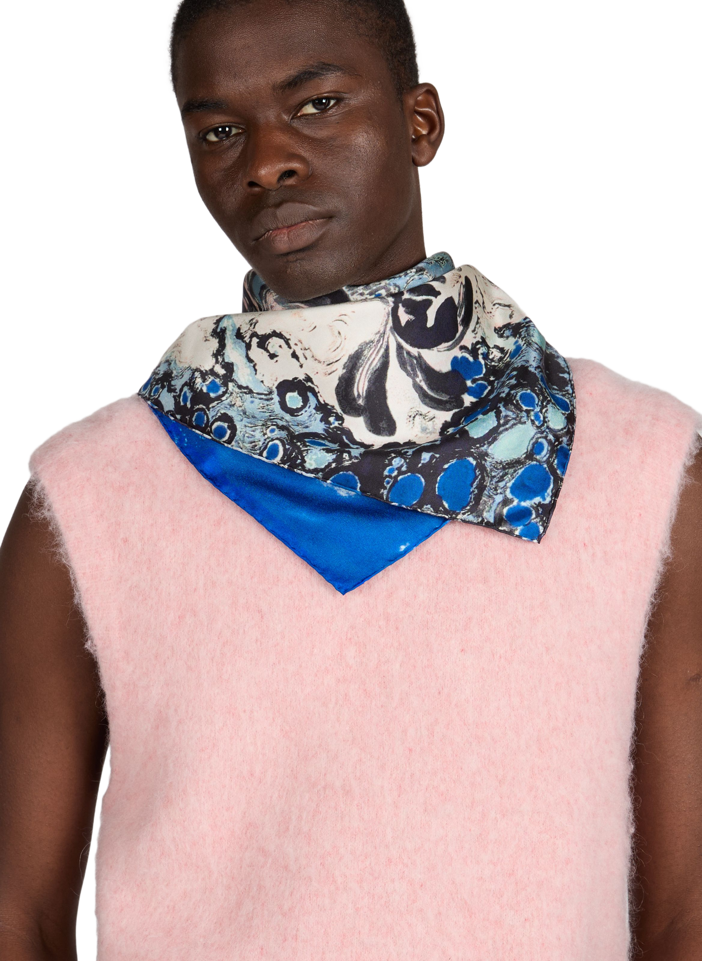 Silk square scarf PETRUSSE Blue