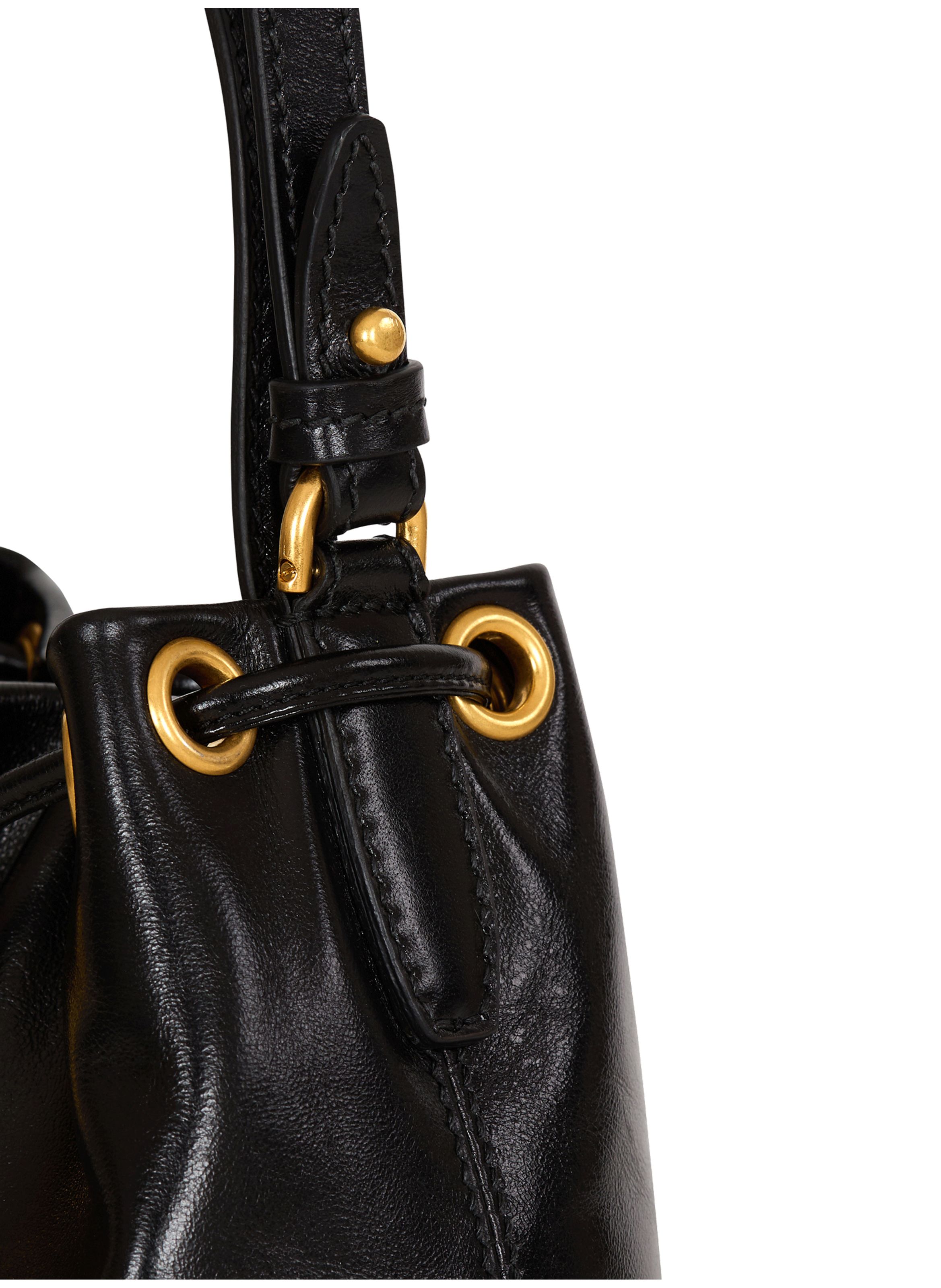 Sac pulse bucket en cuir lisse BALMAIN Noir