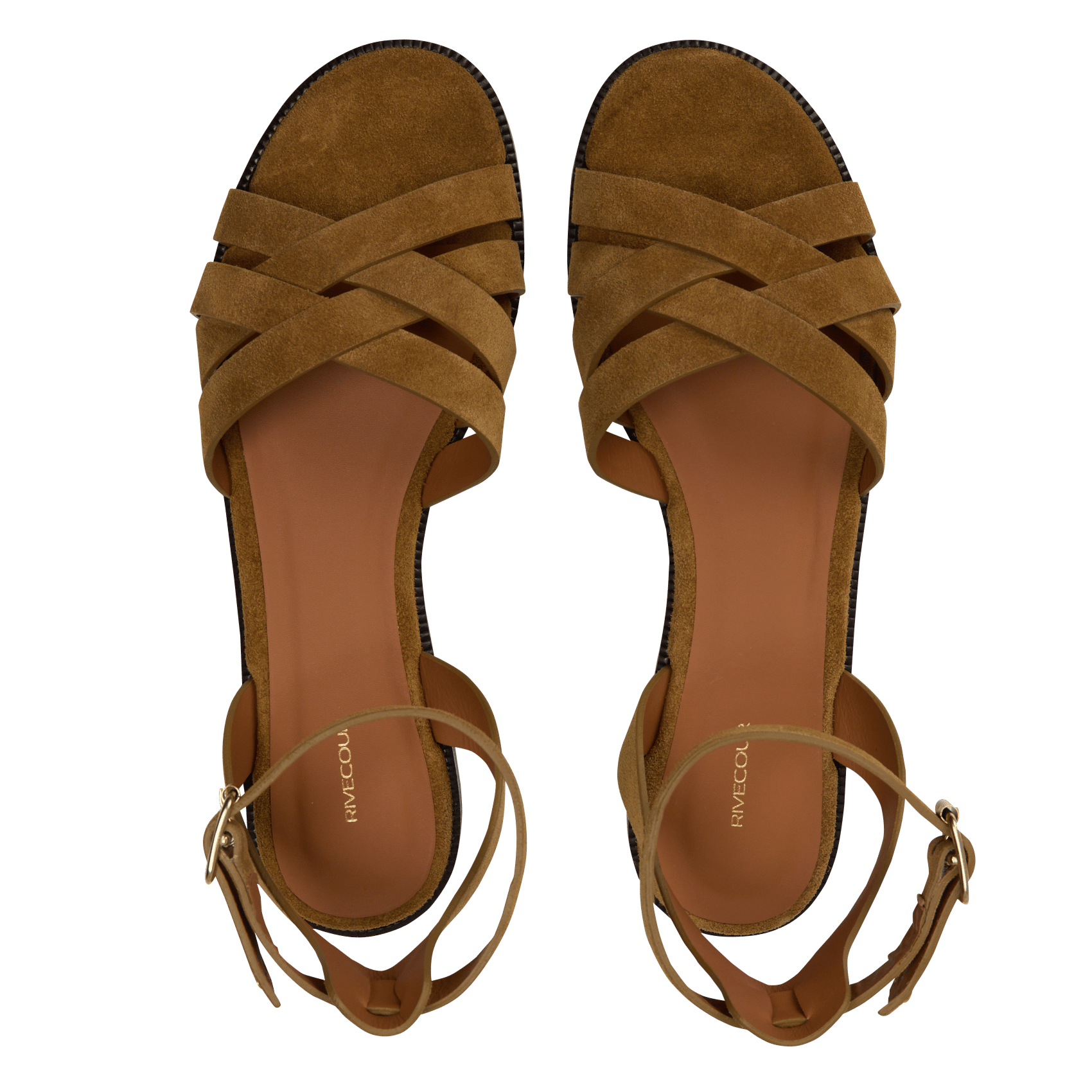 Sandales plates en cuir n°203 RIVECOUR Marron