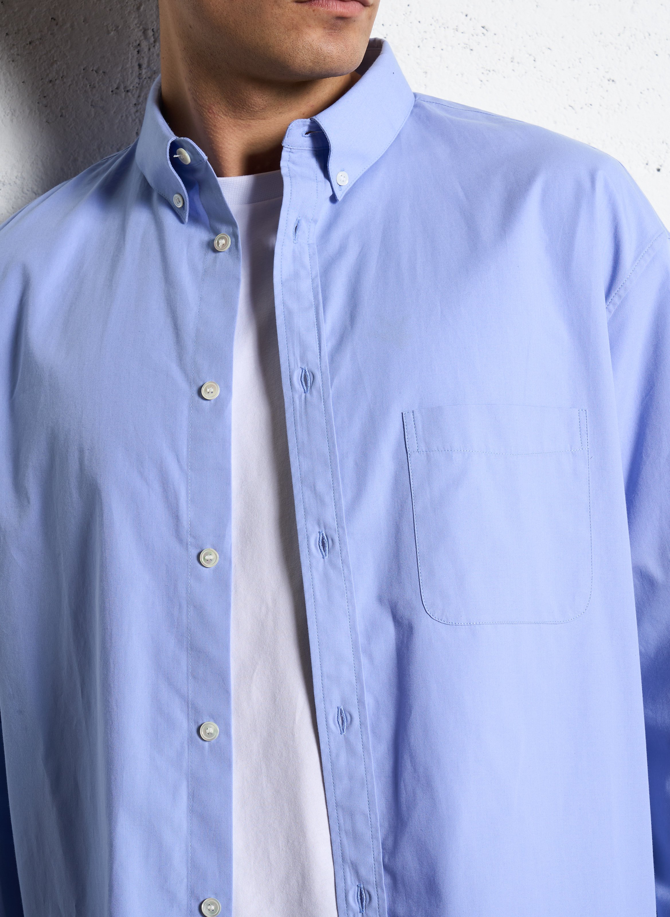 Chemise ample col américain en coton IKKS Bleu
