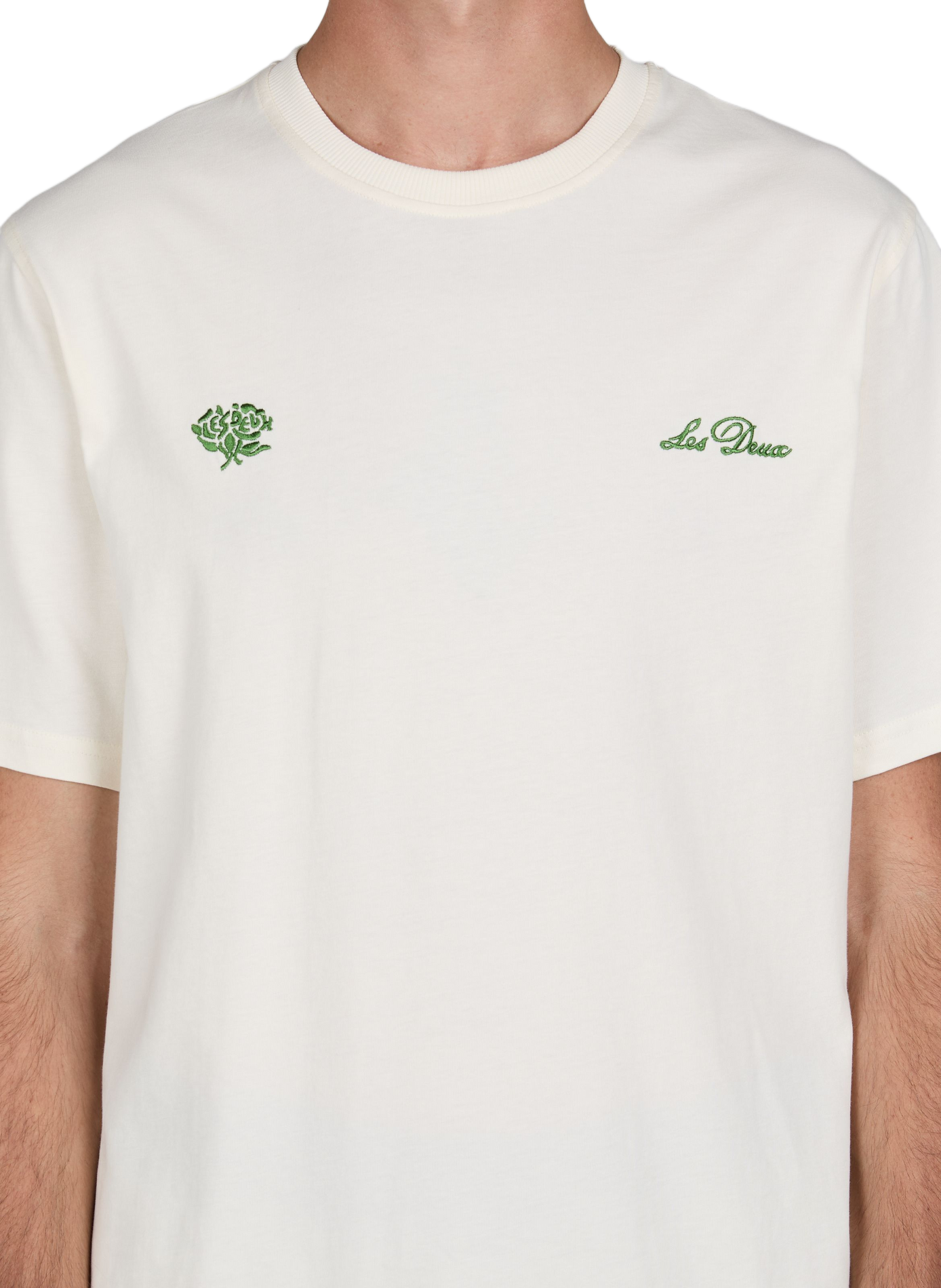 Straight embroidered cotton t-shirt LES DEUX White