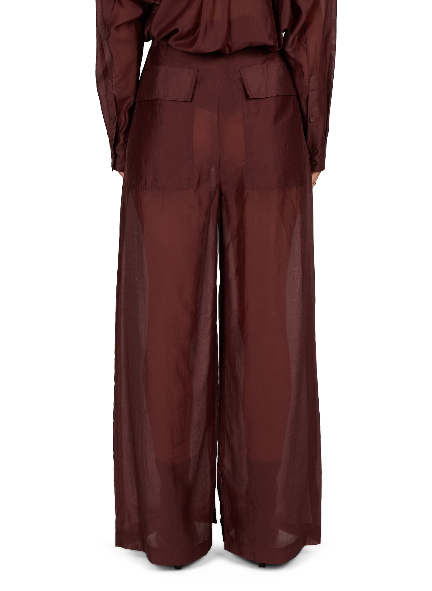 Pantalon large taille haute TIBI Marron