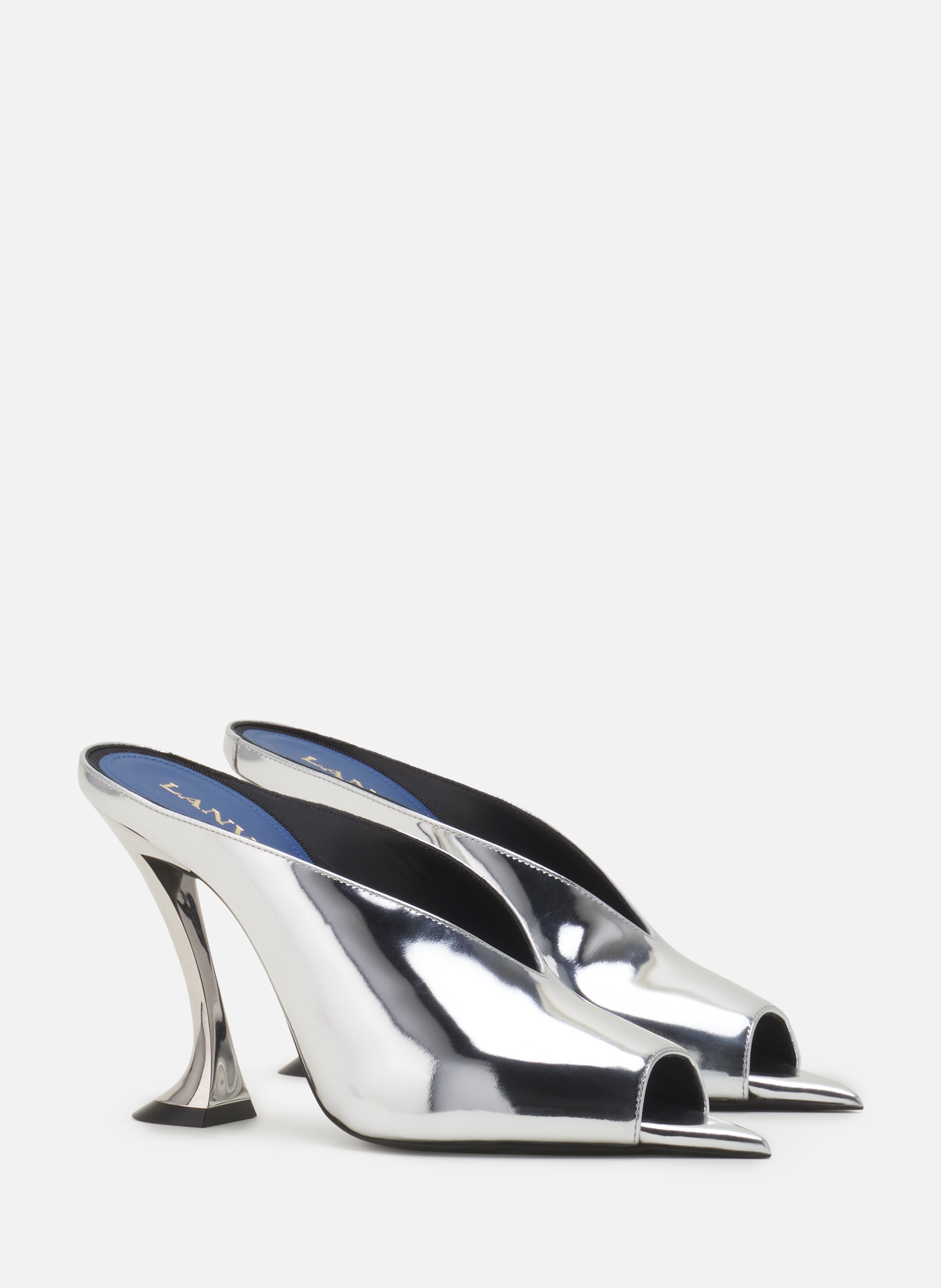 Mule midnight step en cuir métallique LANVIN Argent