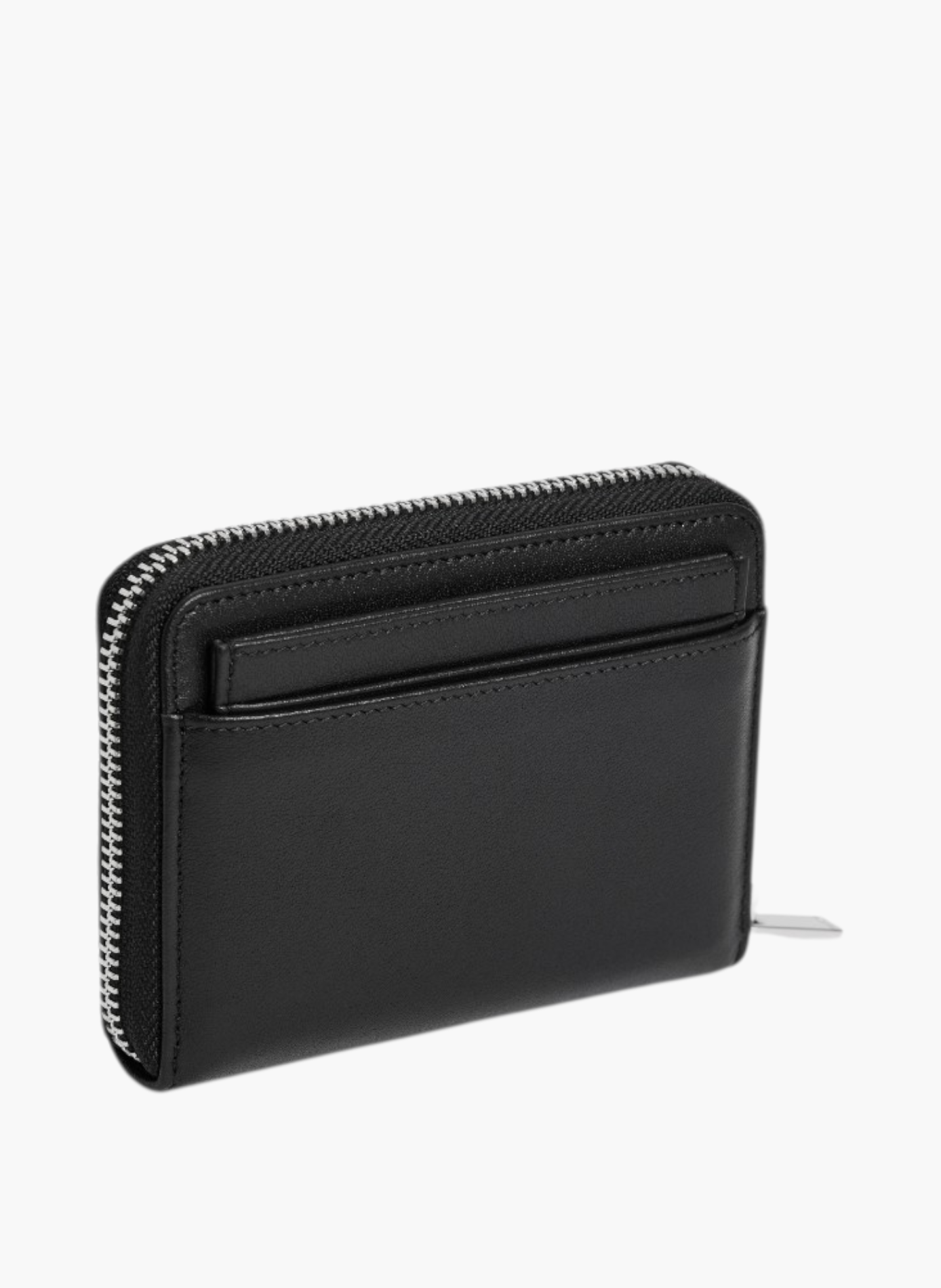Porte monnaie zippé avec porte cartes amovible albertine en cuir lisse LE TANNEUR Noir