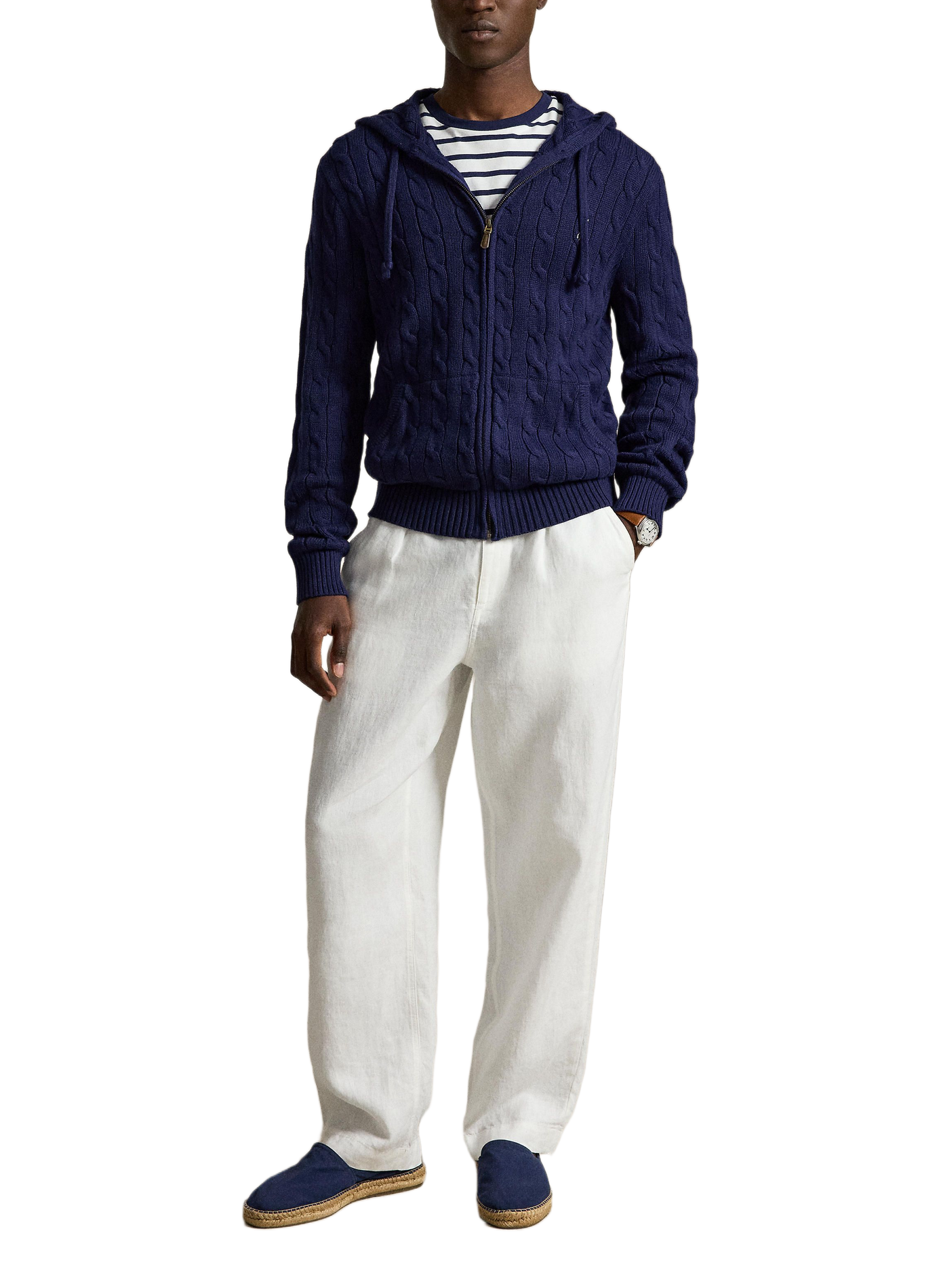 Zip-up hoodie in twisted cotton knit POLO RALPH LAUREN Blue