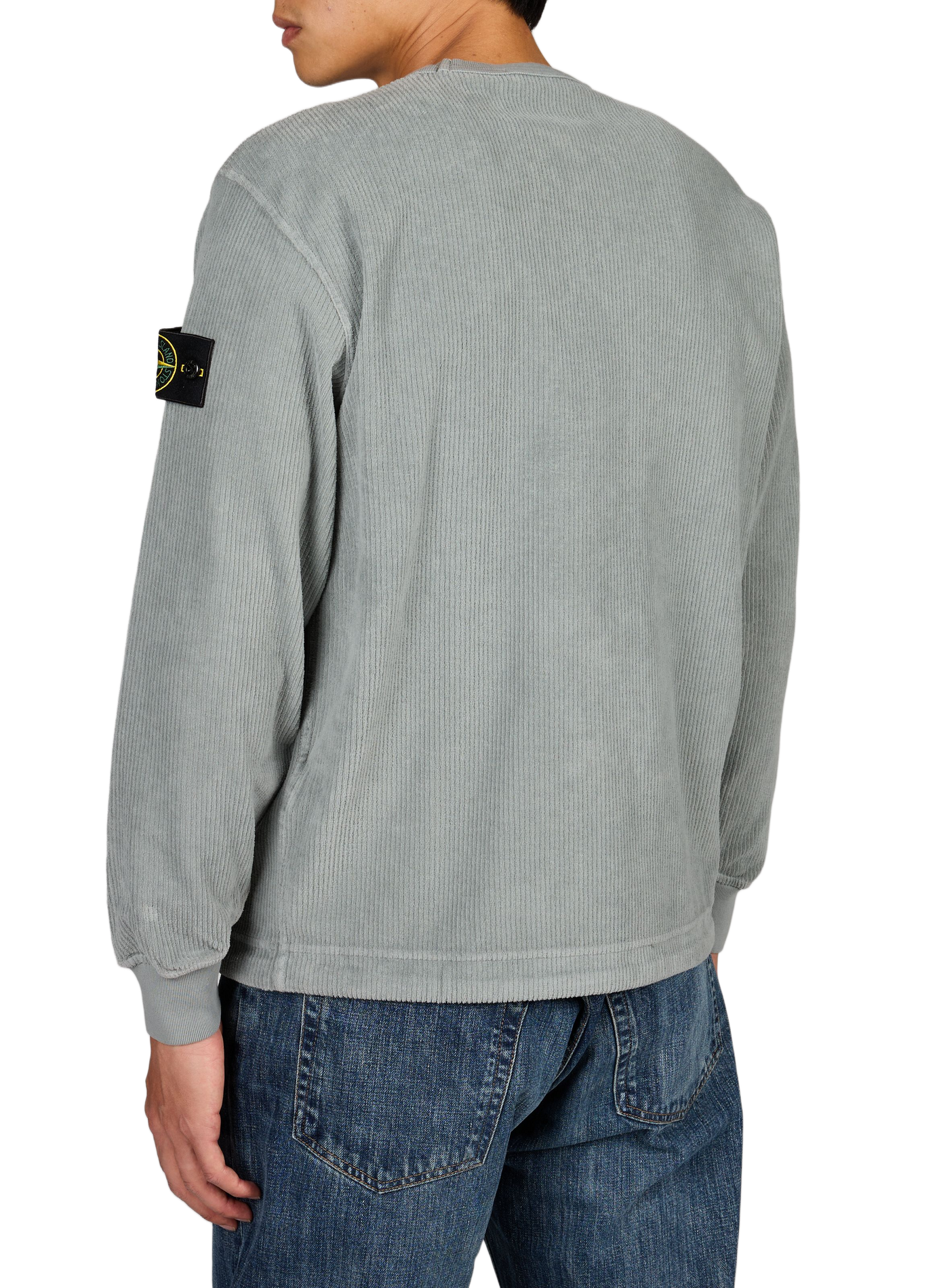 Round neck sweatshirt in velvet STONE ISLAND Grey